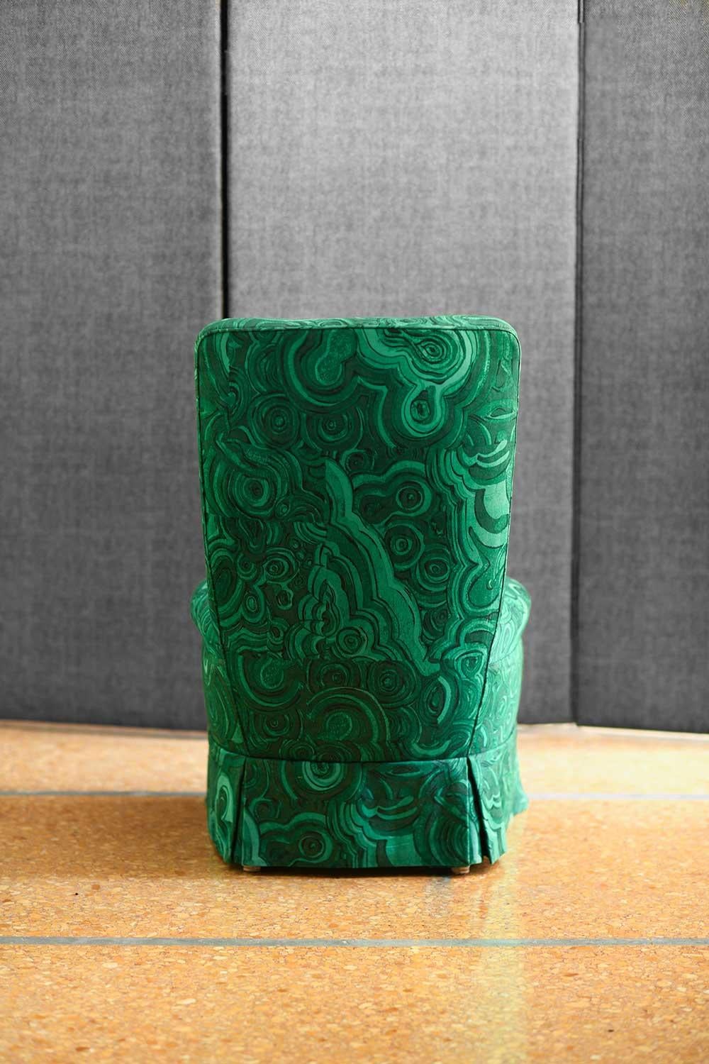 Pair Of Armchairs In Malachite Green Gemstone Fabric By Tony Duquette For Sale 2