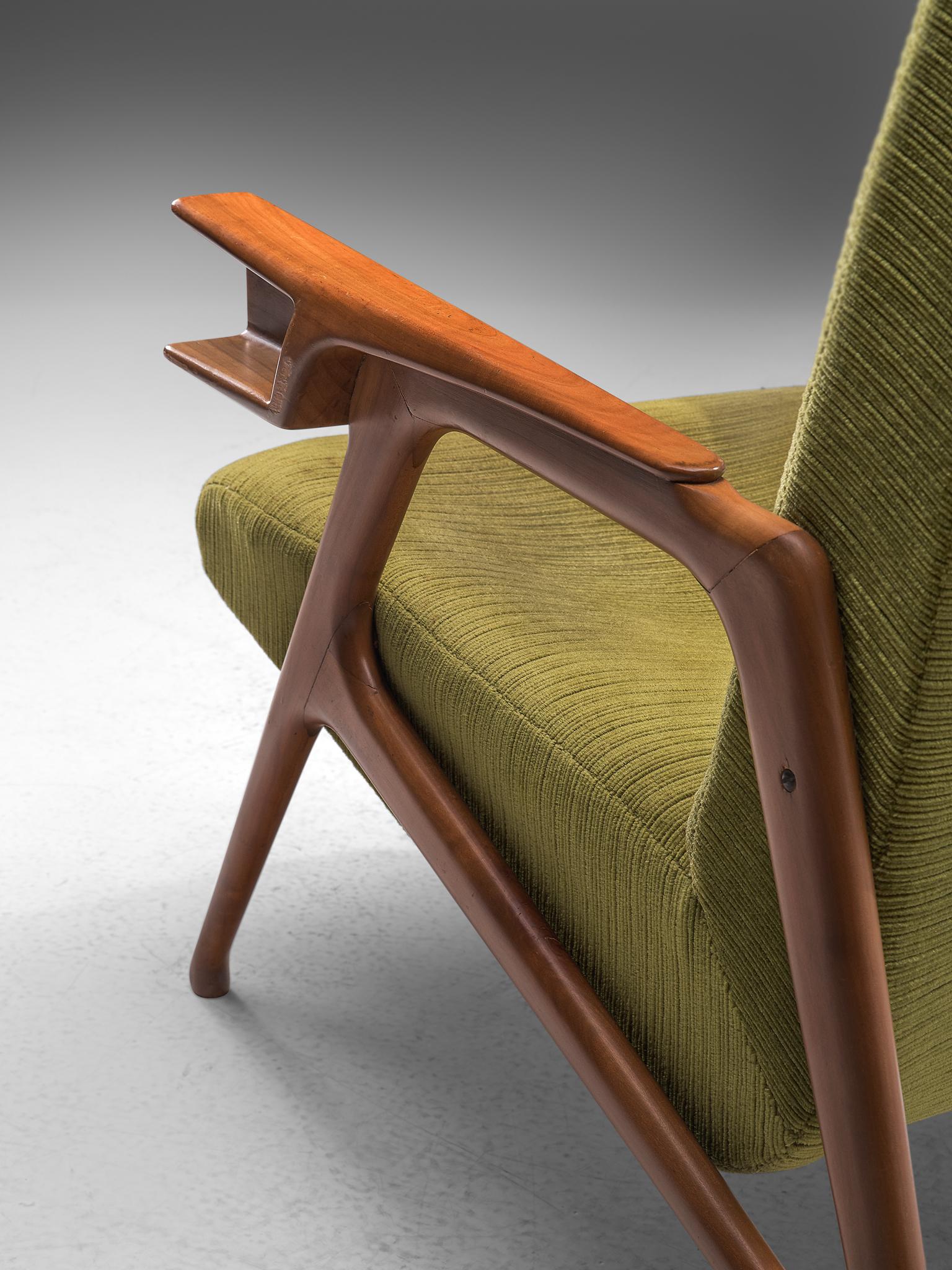 Pair of  Augusto Romano Armchairs in Moss Green Upholstery 3