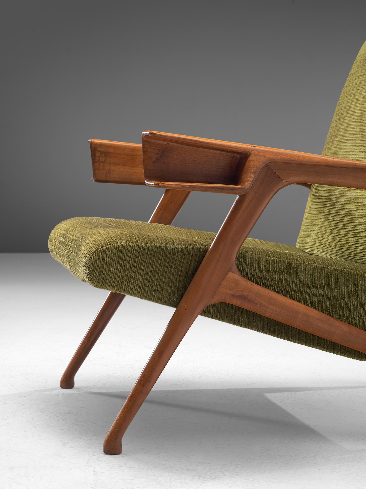 Pair of  Augusto Romano Armchairs in Moss Green Upholstery 1