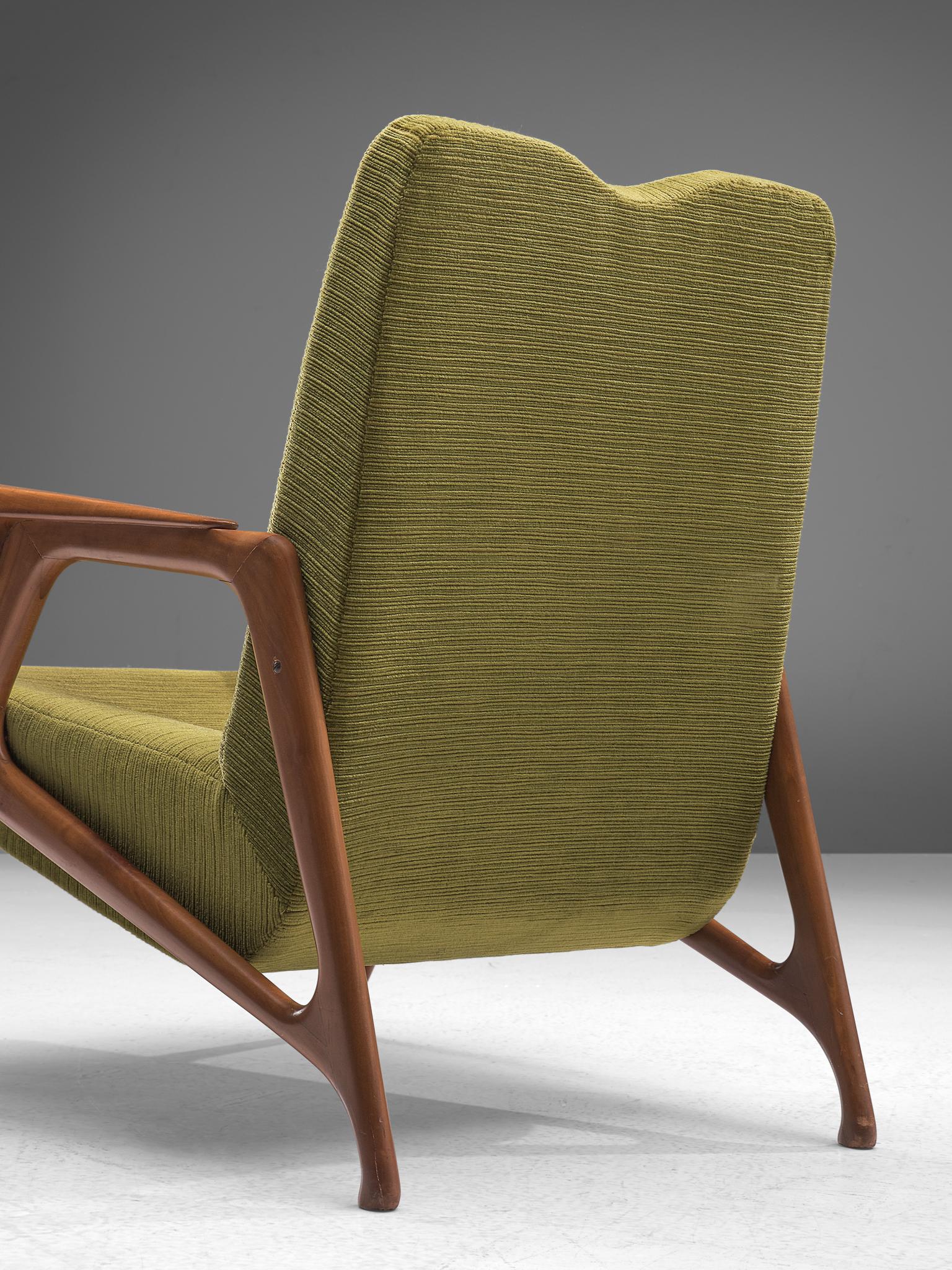 Pair of  Augusto Romano Armchairs in Moss Green Upholstery 2