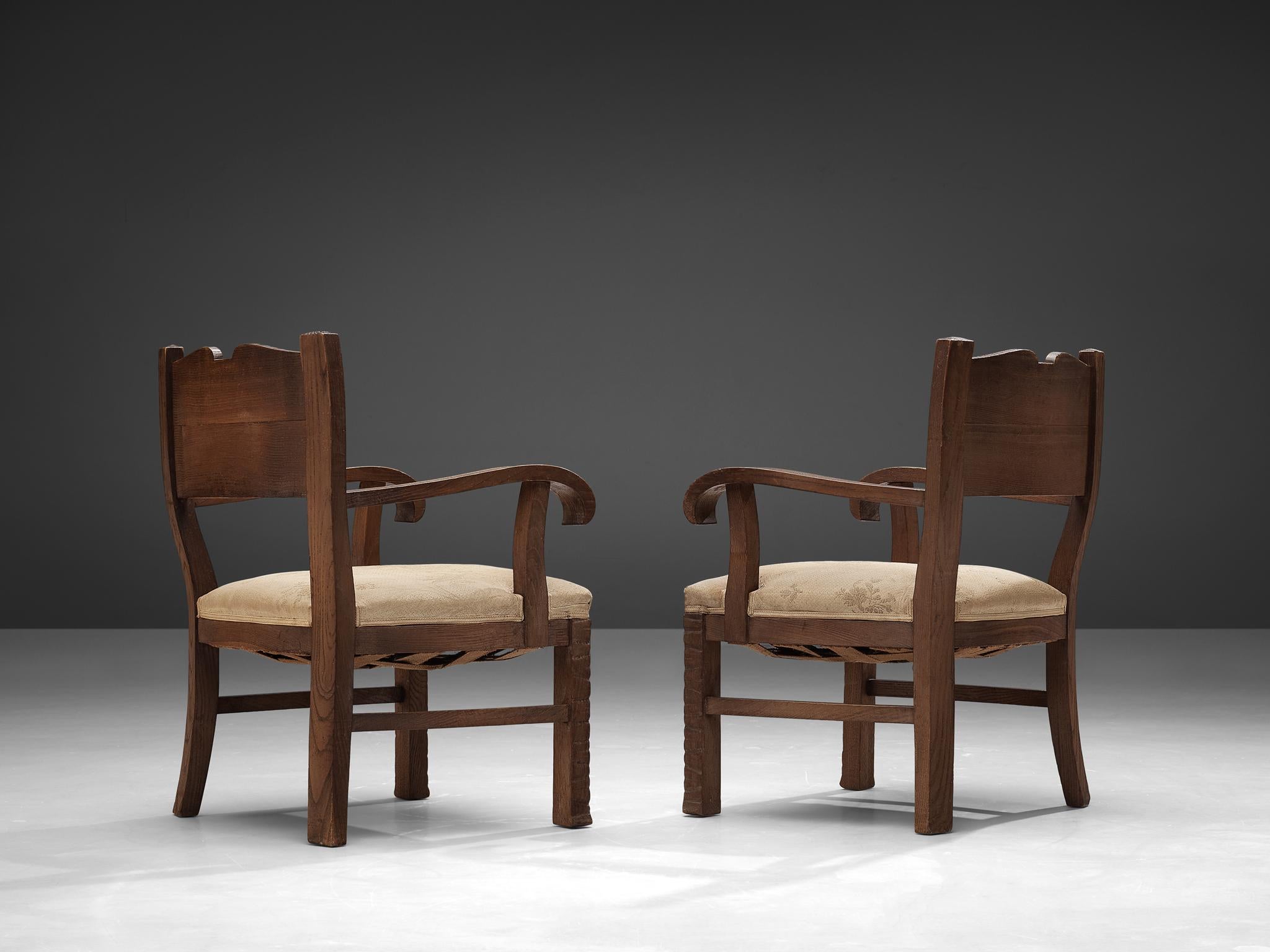 Art Deco Pair of Armchairs in Oak by Ernesto Valabrega