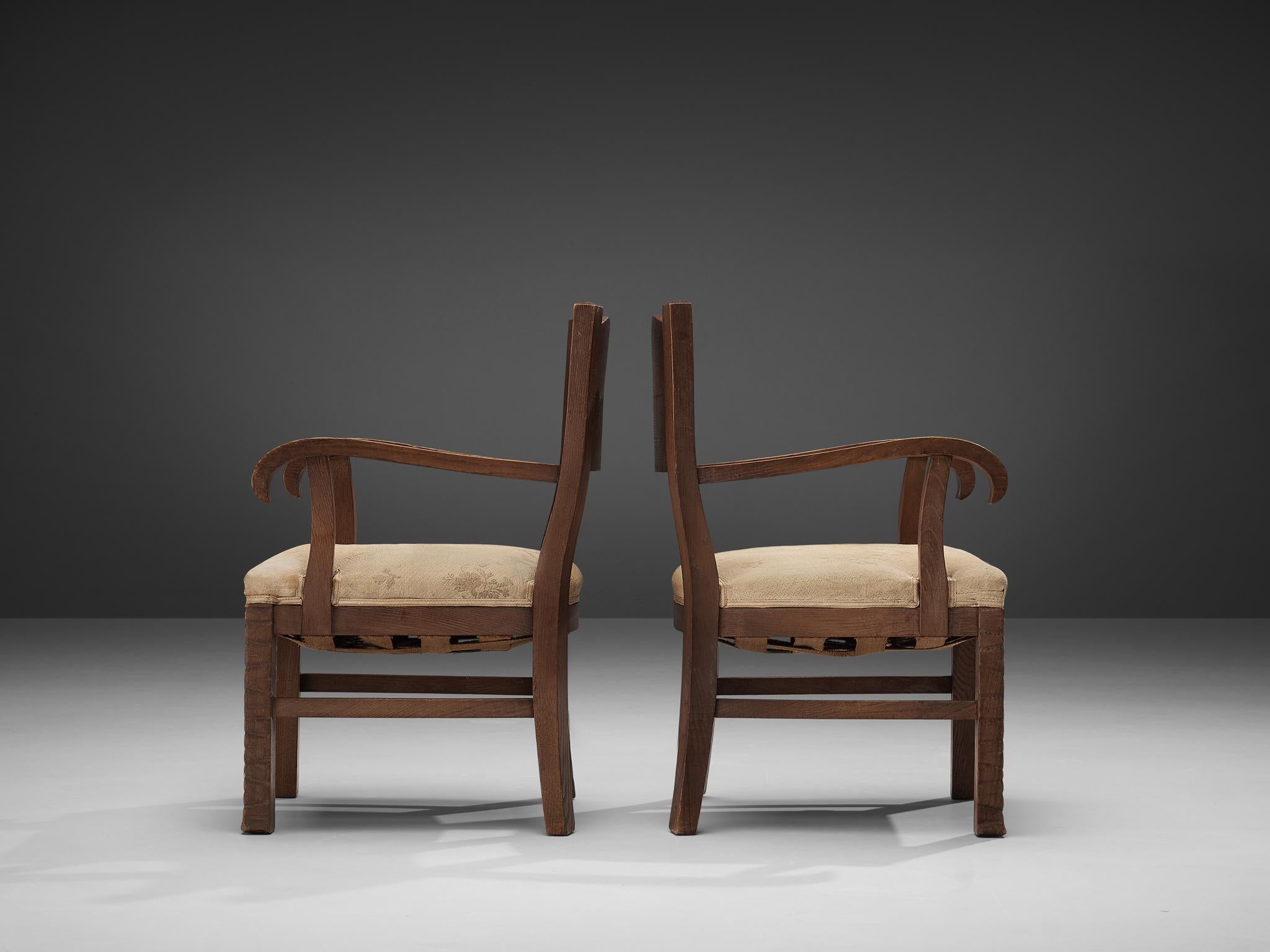 Pair of Armchairs in Oak by Ernesto Valabrega 1