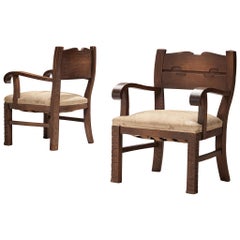 Pair of Armchairs in Oak by Ernesto Valabrega
