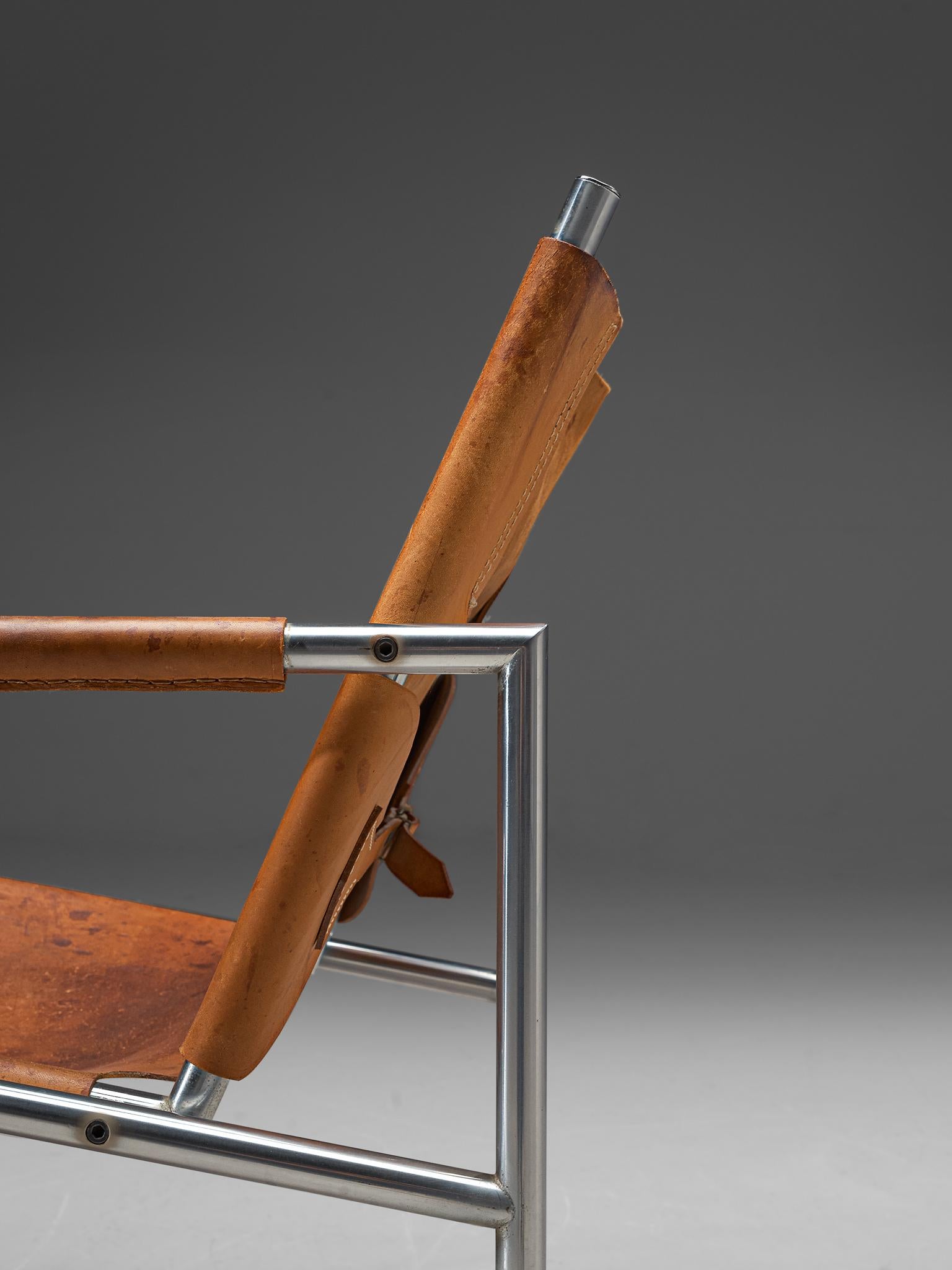 Pair of Armchairs in Patinated Cognac Leather by Martin Visser 3
