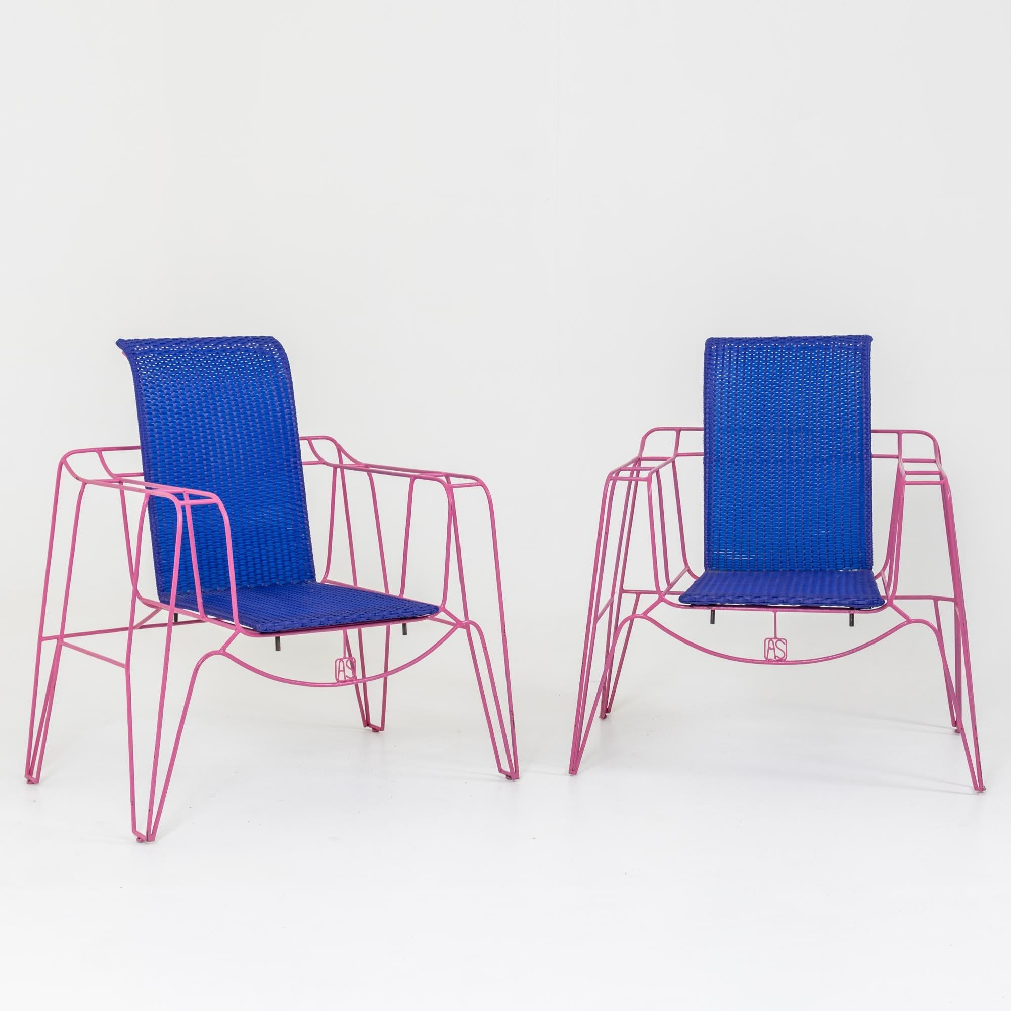 Metal Pair of Armchairs in Pink by Anacleto Spazzapan, Italy, 21st Century For Sale