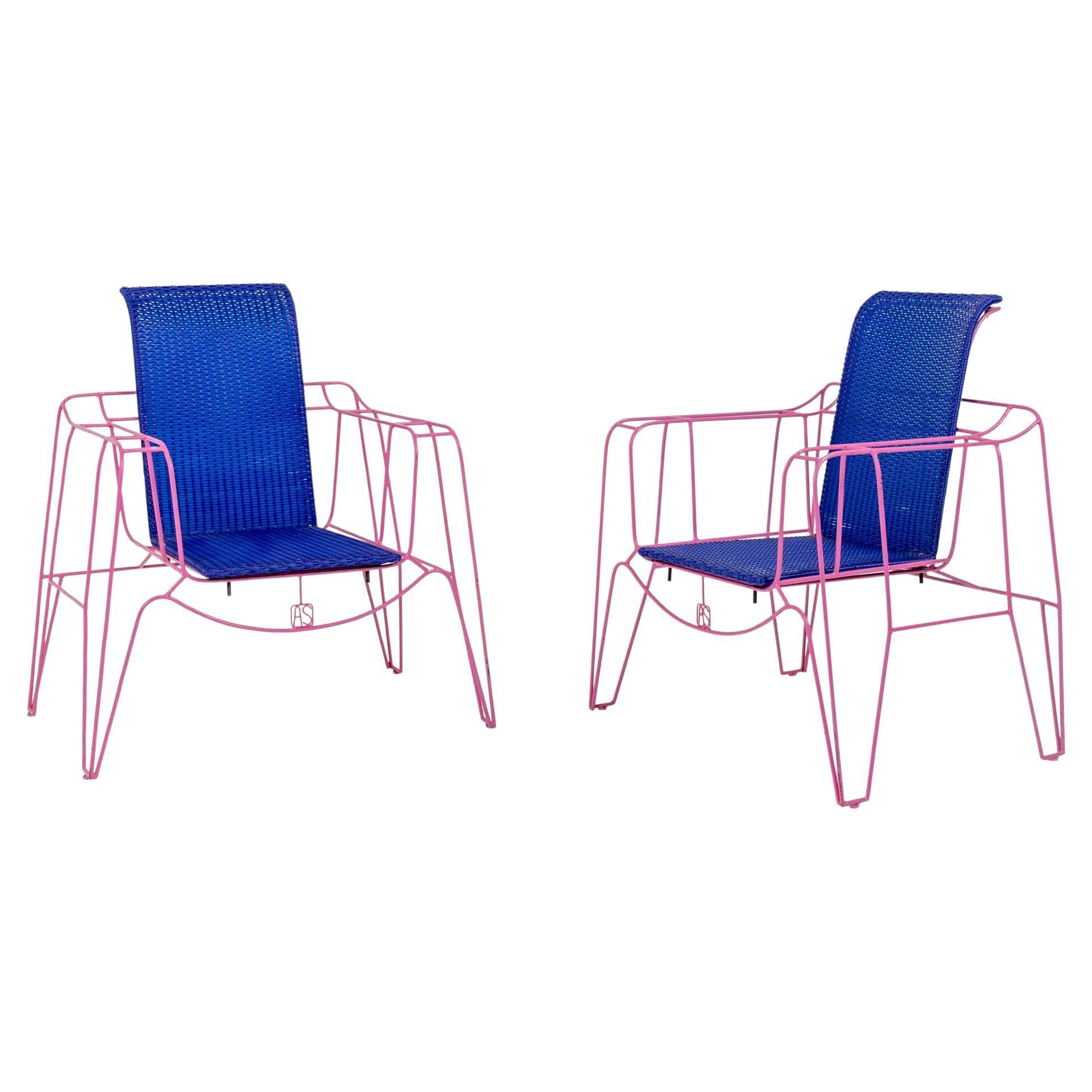 Pareja de sillones en rosa de Anacleto Spazzapan, Italia, Siglo XXI