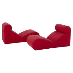 Pair of Armchairs in Red Fabric by Cini Boeri for Arflex