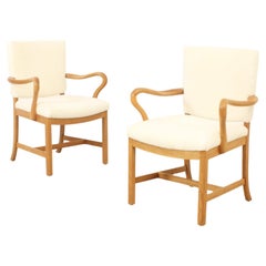 Pair of Armchairs in Sheepskin by Jacob Kjaer, Denmark, 1930's