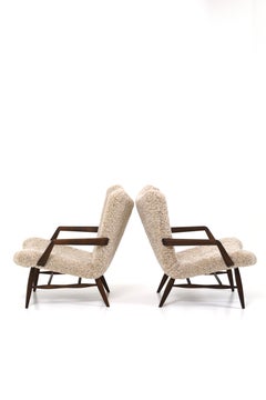 Coppia di poltrone in pelle di pecora di Svante Skogh, anni '50