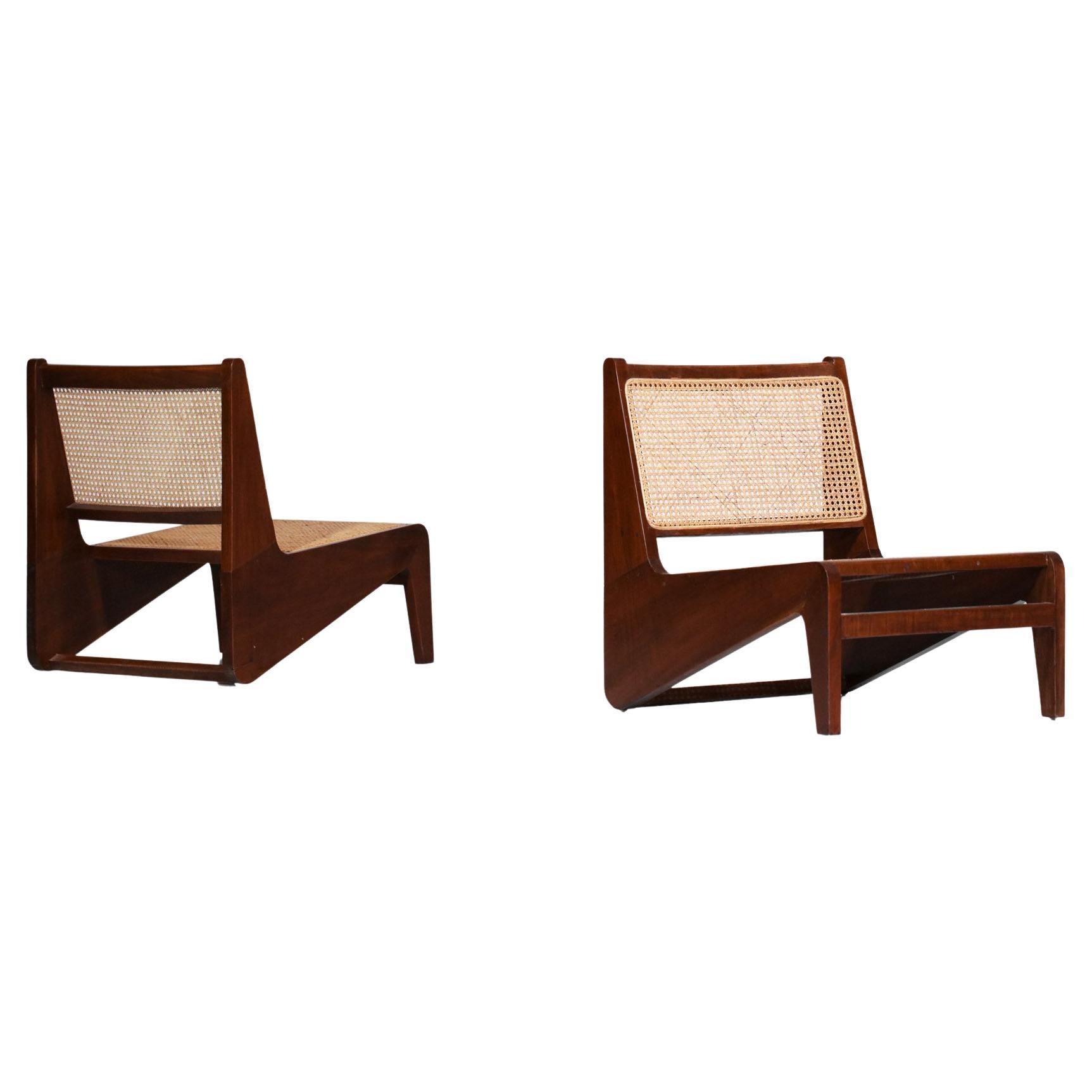 Pair of Armchairs in the "Kangaroo" in Style by Pierre Jeanneret Vintage F180