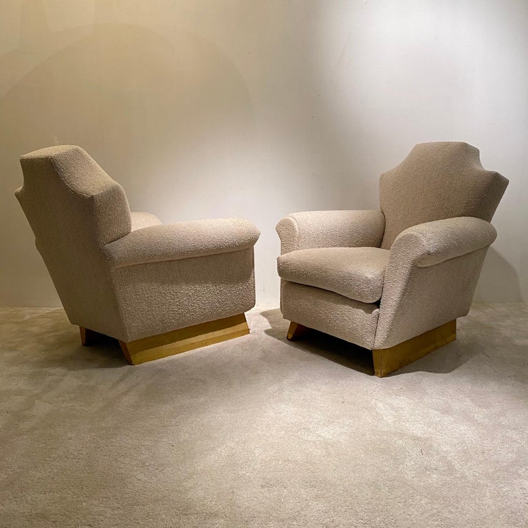 Mid-Century Modern Pair of Armchairs in the Style of André Arbus, France, 1940's For Sale