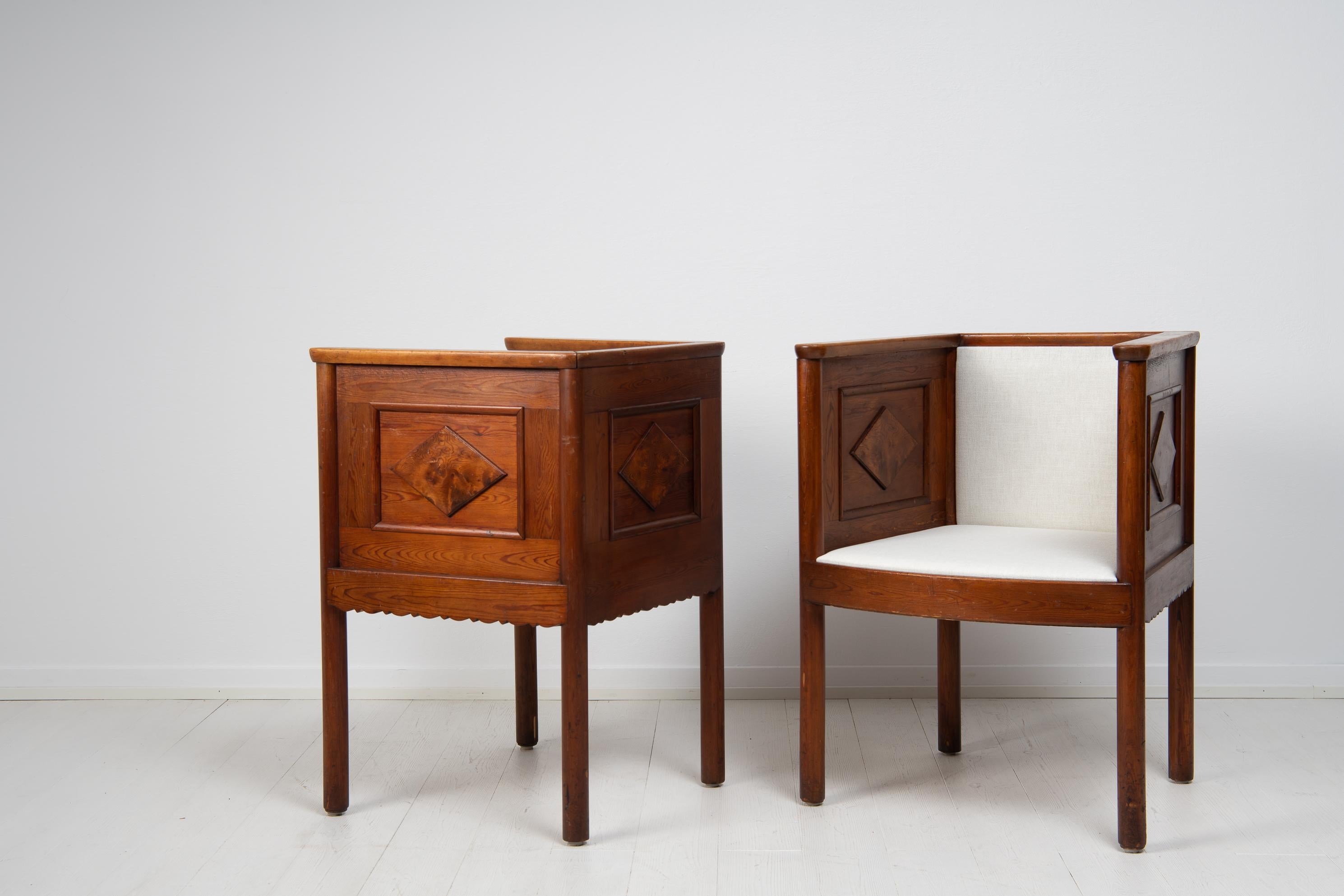 Pine Pair of Armchairs in the Style of Axel Einar Hjorth
