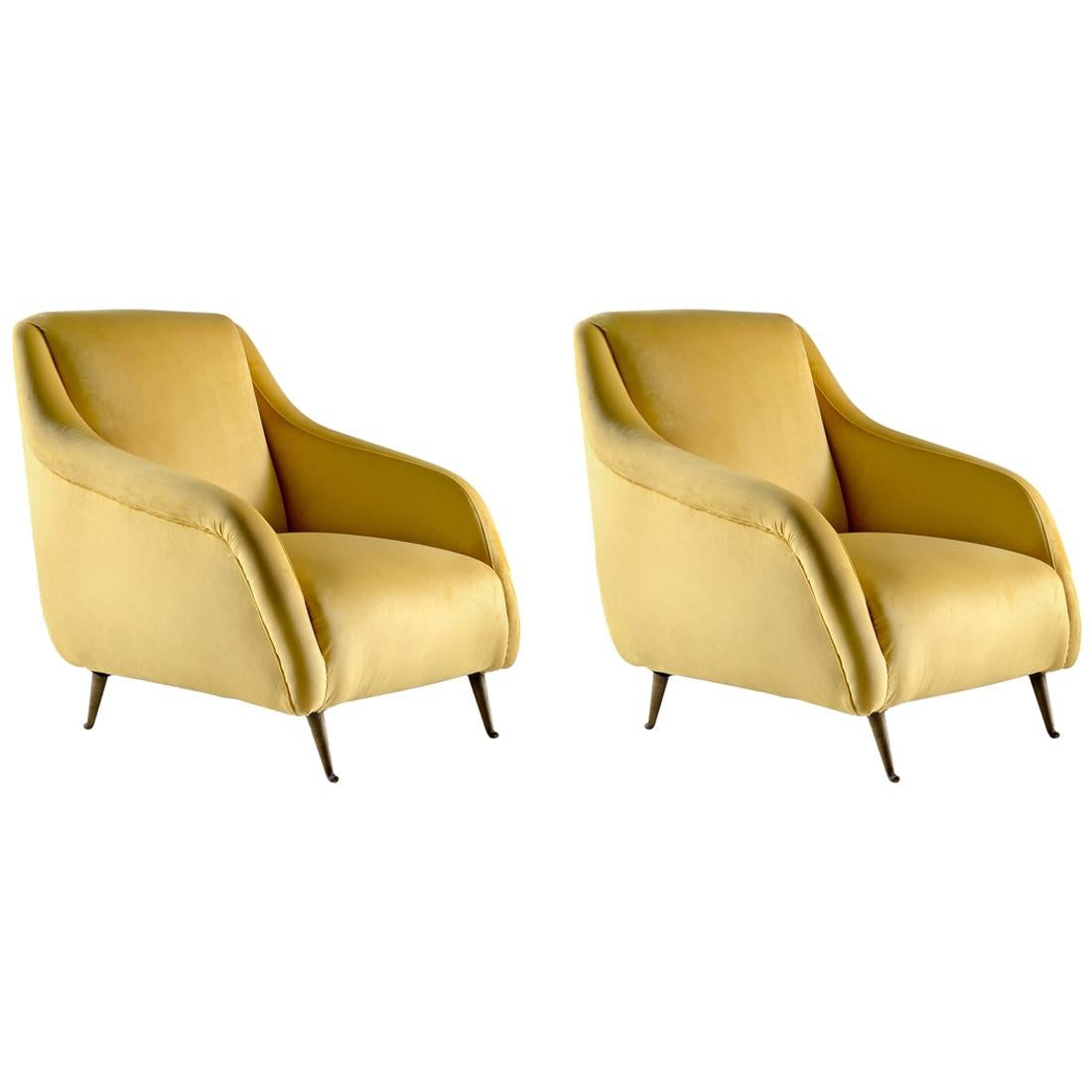 Pair of Armchairs in the Style of Carlo de Carli Italian Design, circa 1950