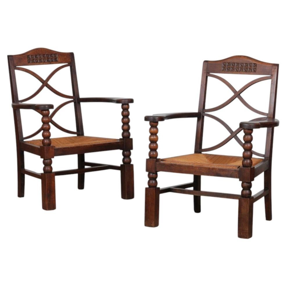 Pair of armchairs in the style of Charles Dudouyt, 1950 For Sale