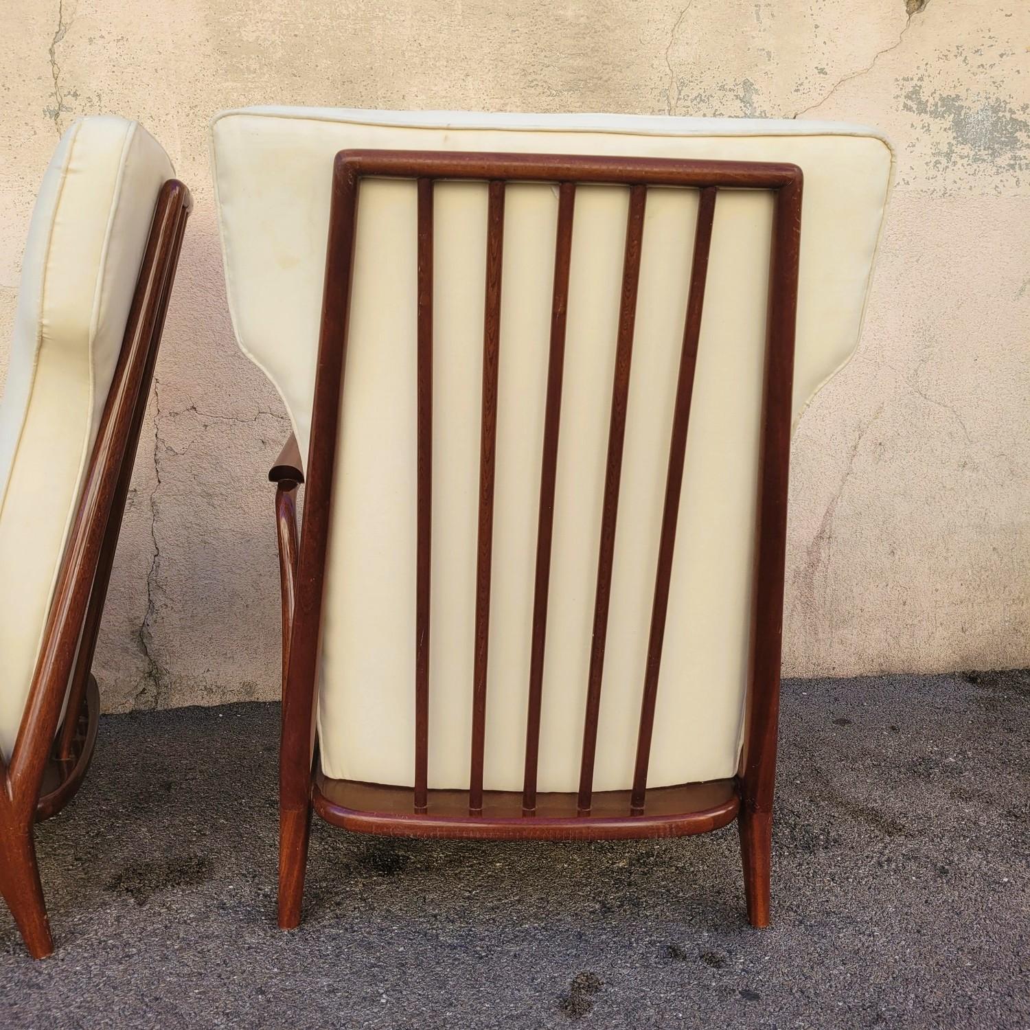 Coppia di poltrone nello stile di G Scapinelli, fine XX secolo In condizioni buone in vendita a MARSEILLE, FR