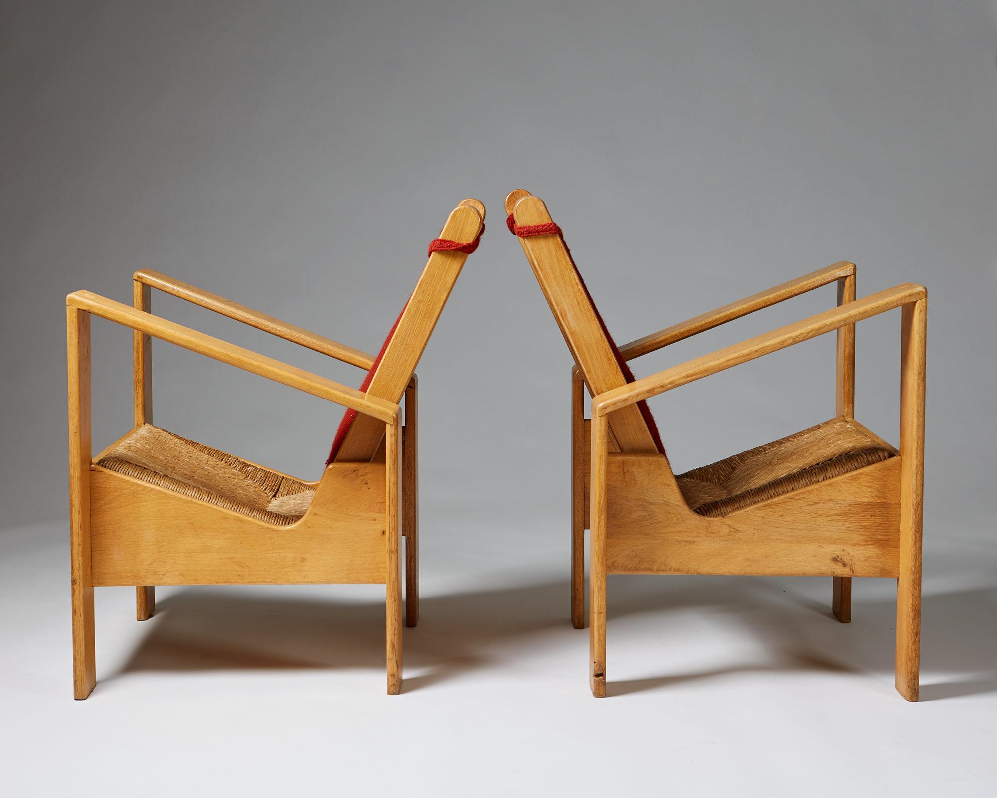 Paar Sessel im Stil von Jean Royère, Frankreich 1940er Jahre (Französisch) im Angebot