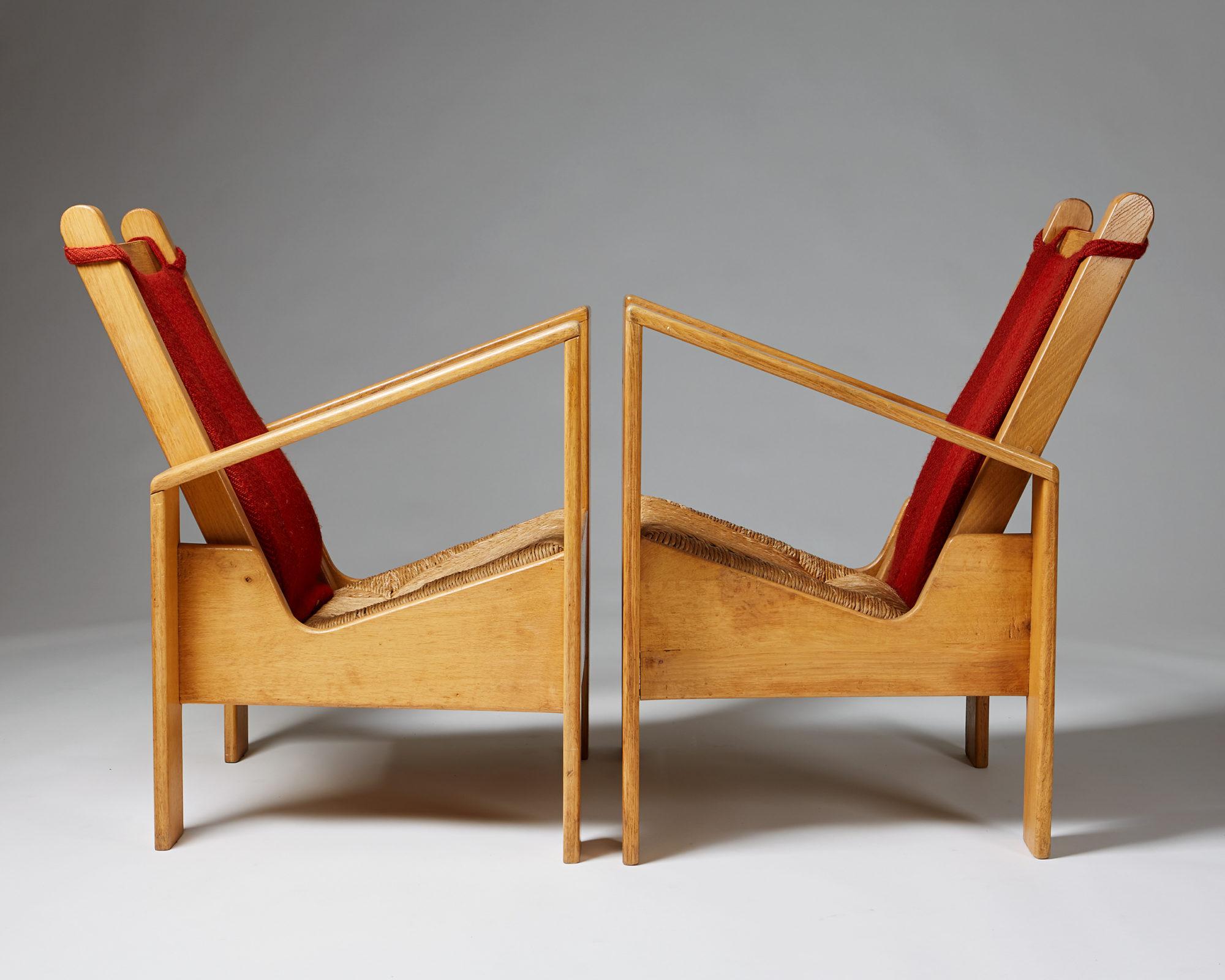 Français Paire de fauteuils dans le style de Jean Royère, France années 1940 en vente
