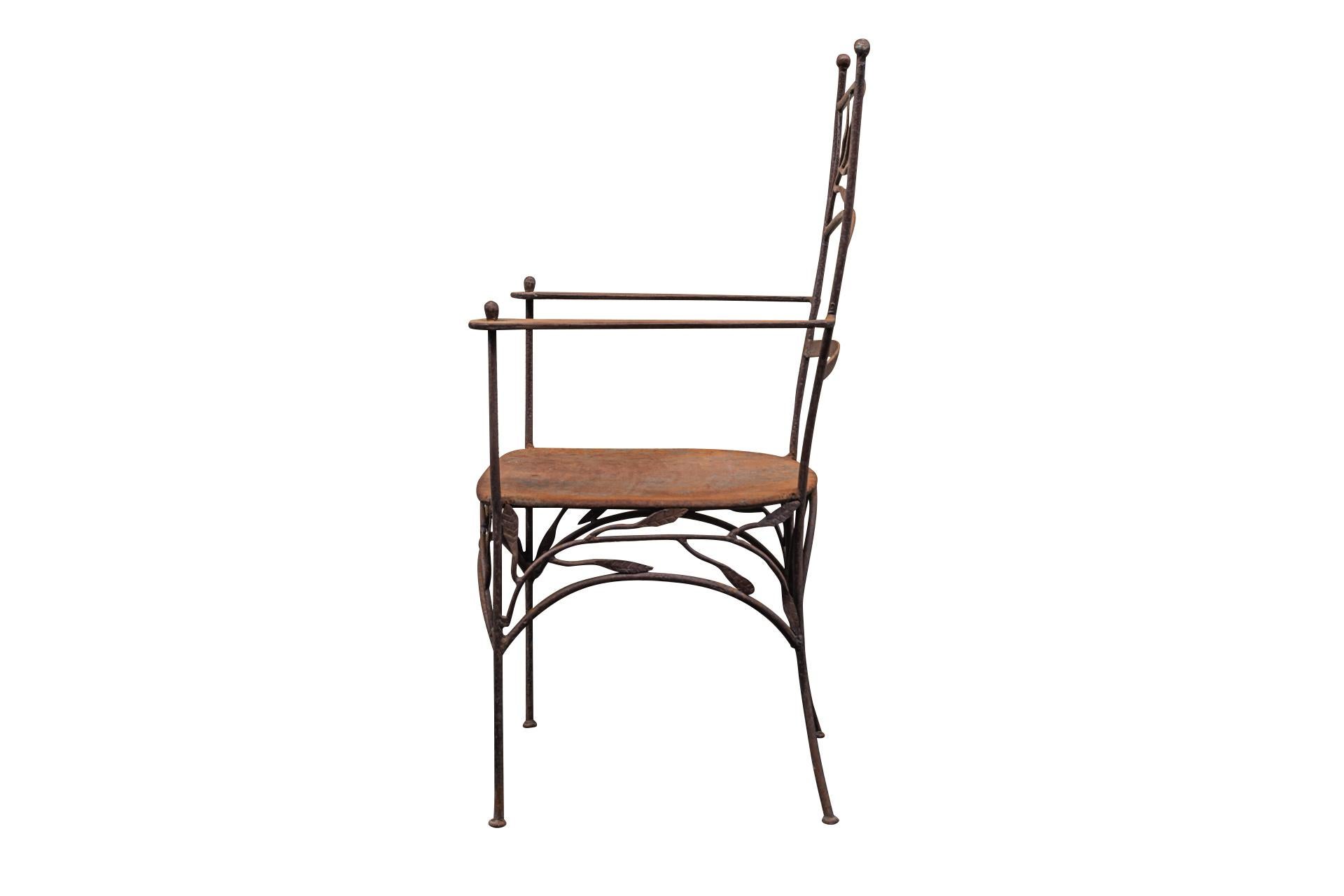 Mid-Century Modern Pair of Armchairs in the Style of Lalanne, Iron, circa 1970, France