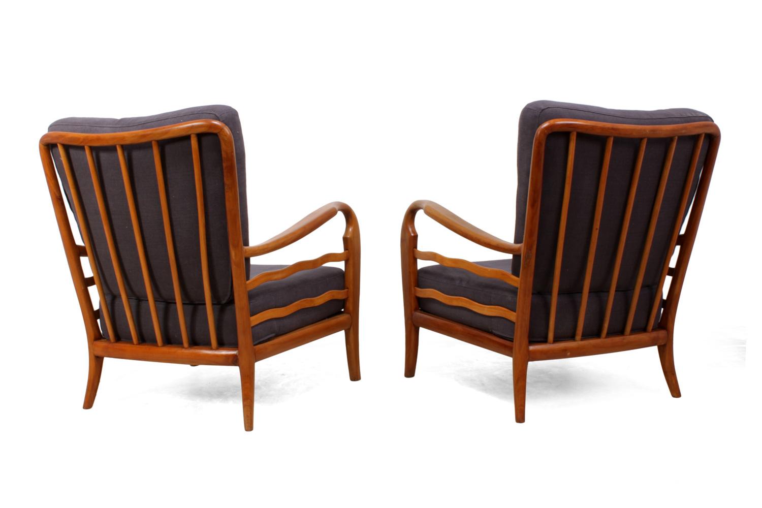 Wood Pair of Armchairs in the Style of Paolo Buffa