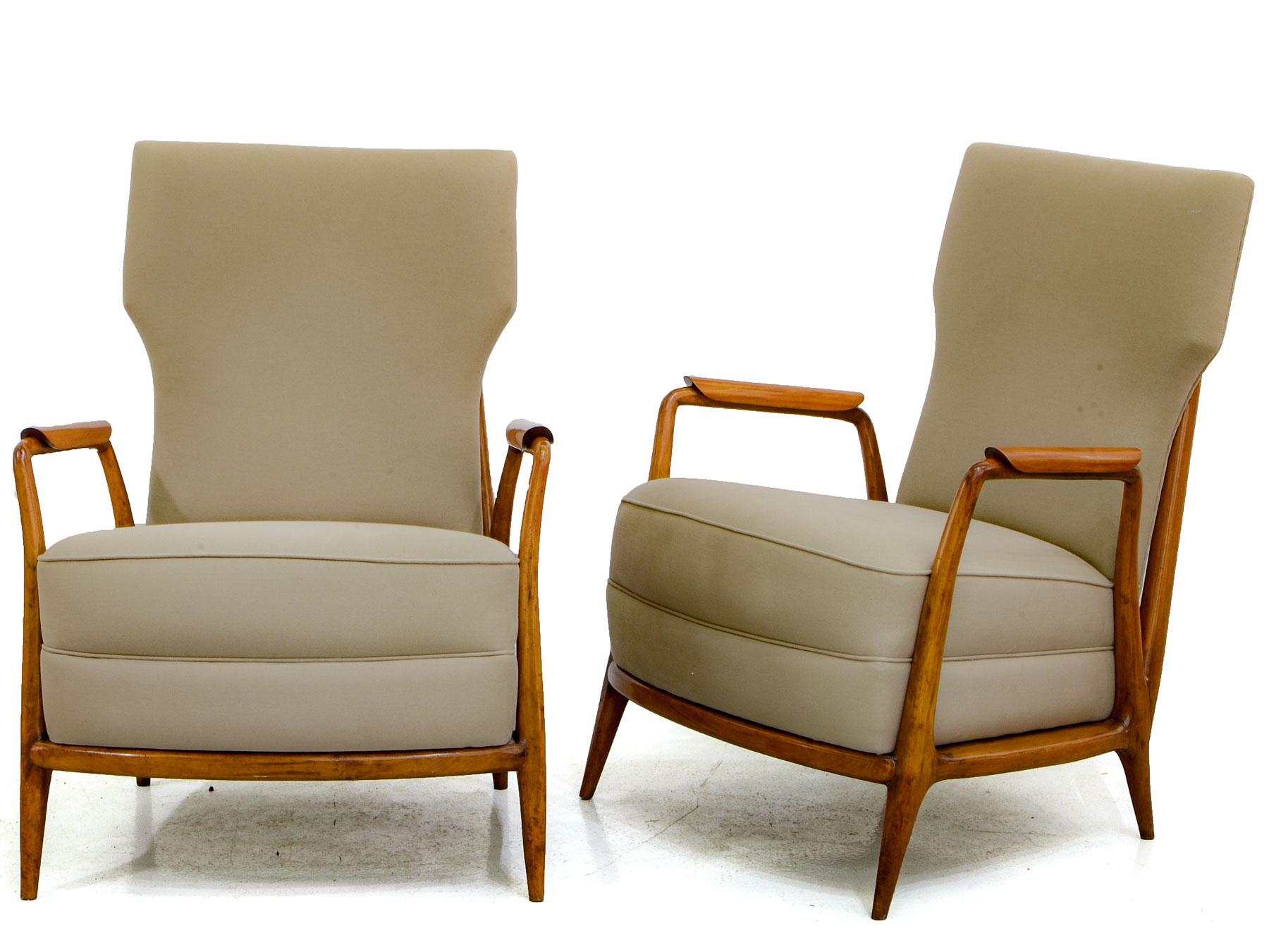 Brazilian Pair of Armchairs in Tropical Wood, by Giuseppe Scapinelly, Mid-Century Modern