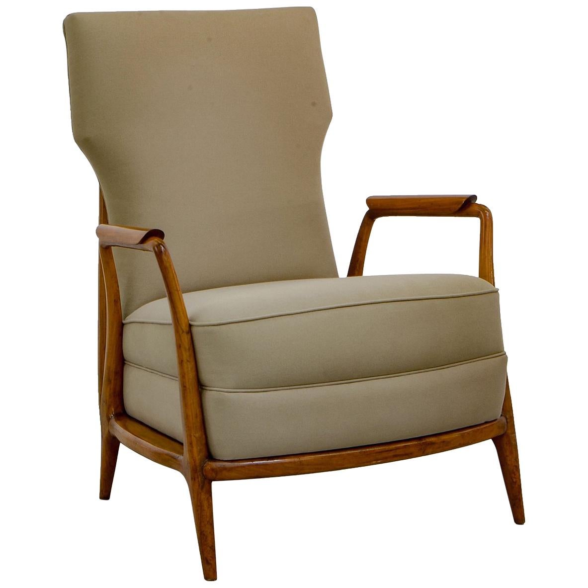 Pair of Armchairs in Tropical Wood, by Giuseppe Scapinelly, Mid-Century Modern