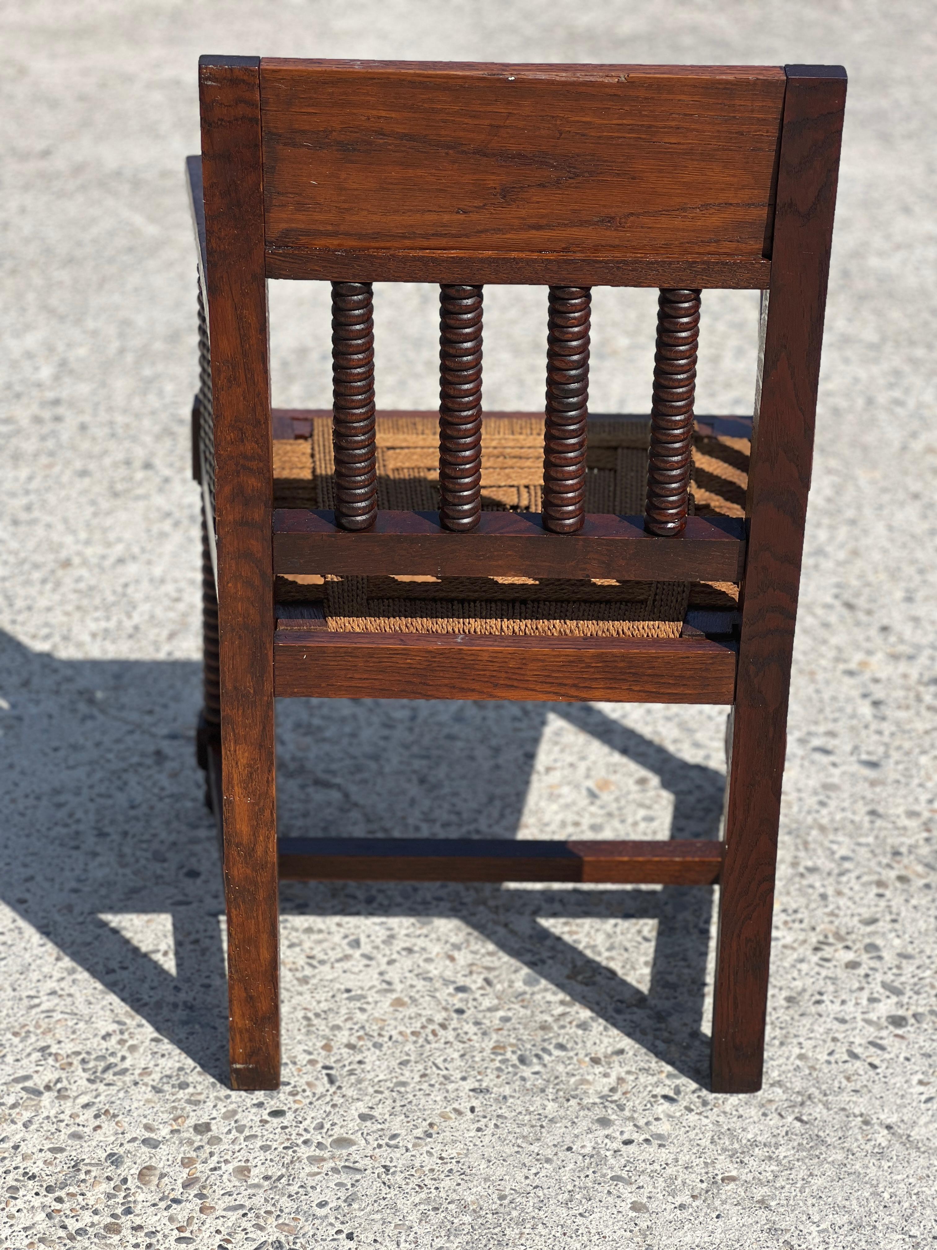 Paire de fauteuils en bois tourné et corde attribuée à Victor Courtray 1940 Bon état à Saint Rémy de Provence, FR