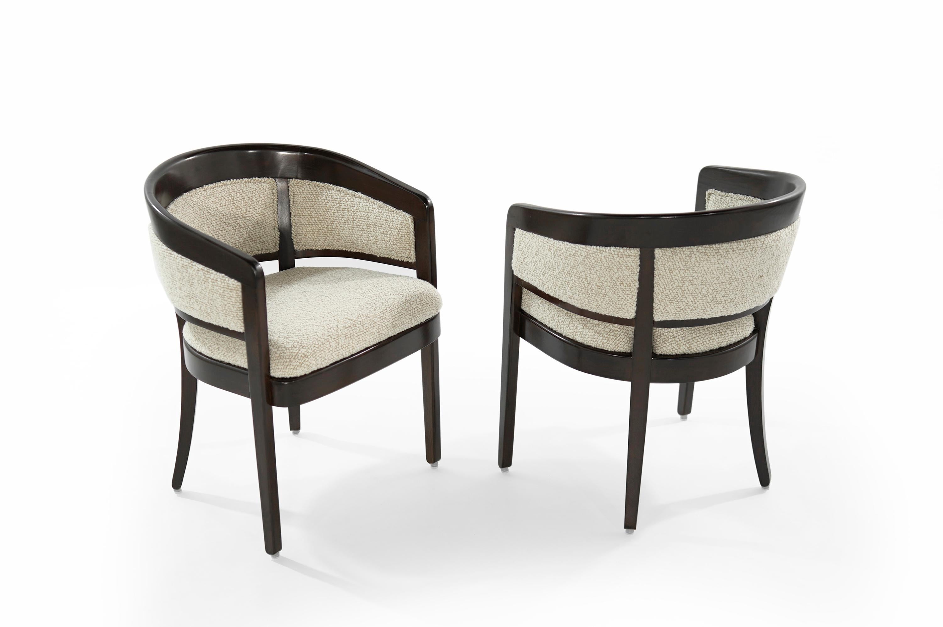 American Pair of Armchairs in Wool Bouclé by Edward Wormley