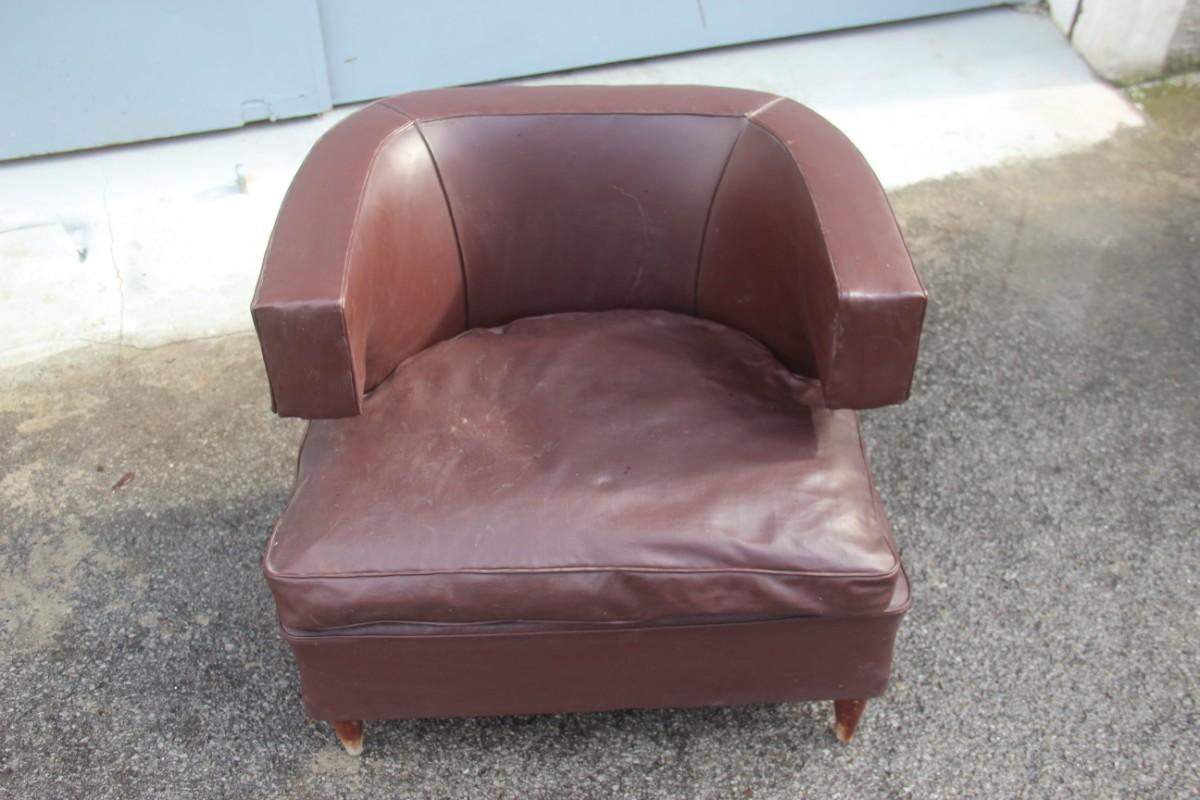Pair of Lajos Kozma Art Deco Brown Faux Leather Hungarian Armchairs 1930s In Good Condition For Sale In Palermo, Sicily