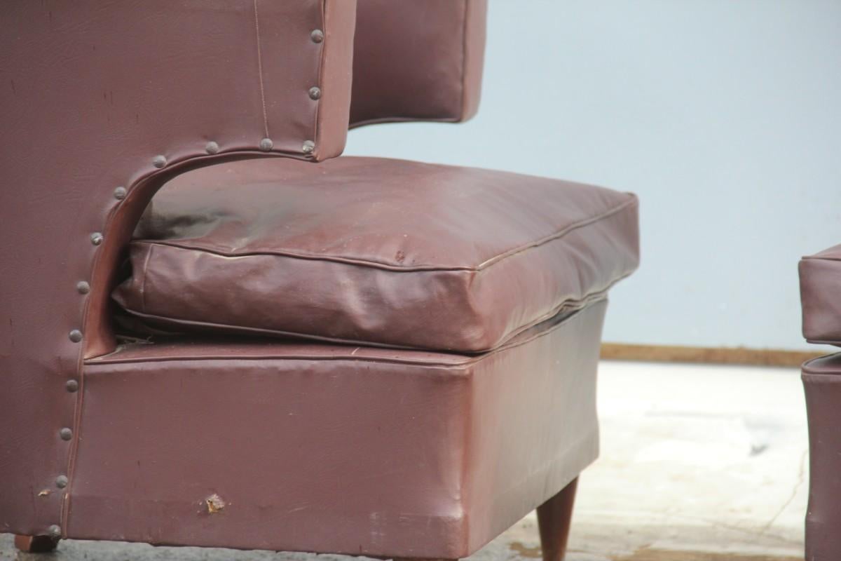 Paire de fauteuils hongrois Art Déco Lajos Kozma en faux cuir marron des années 1930  en vente 1