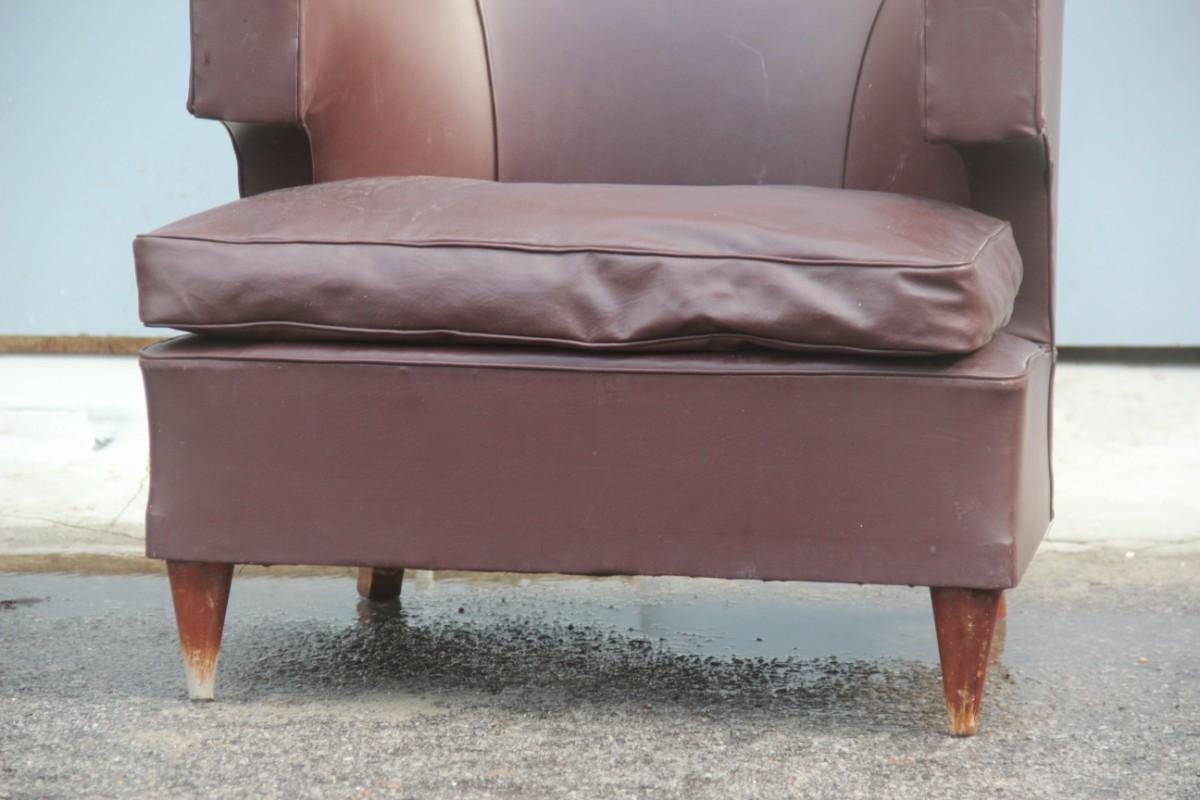 Pair of Lajos Kozma Art Deco Brown Faux Leather Hungarian Armchairs 1930s  For Sale 4