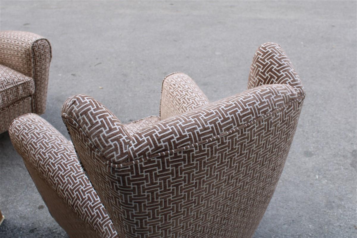 Pair of Armchairs Italian Mid-Century Design Paolo Buffa 1950s Velvet Wood Feet 3
