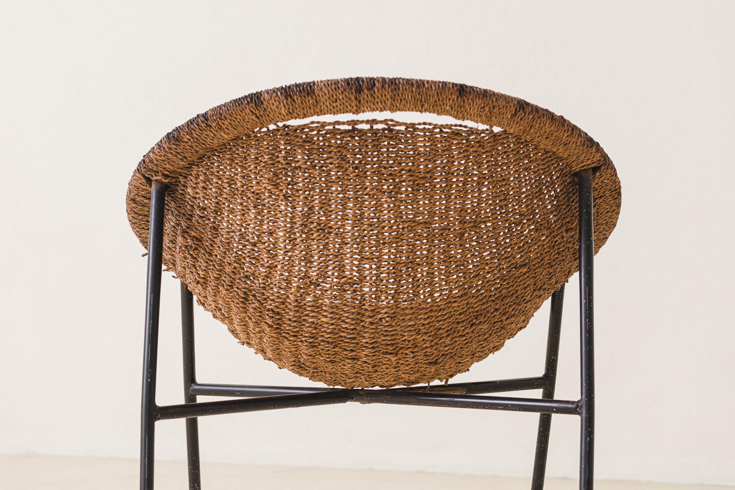 Paire de fauteuils, jute et fer, Unknown en vente 4