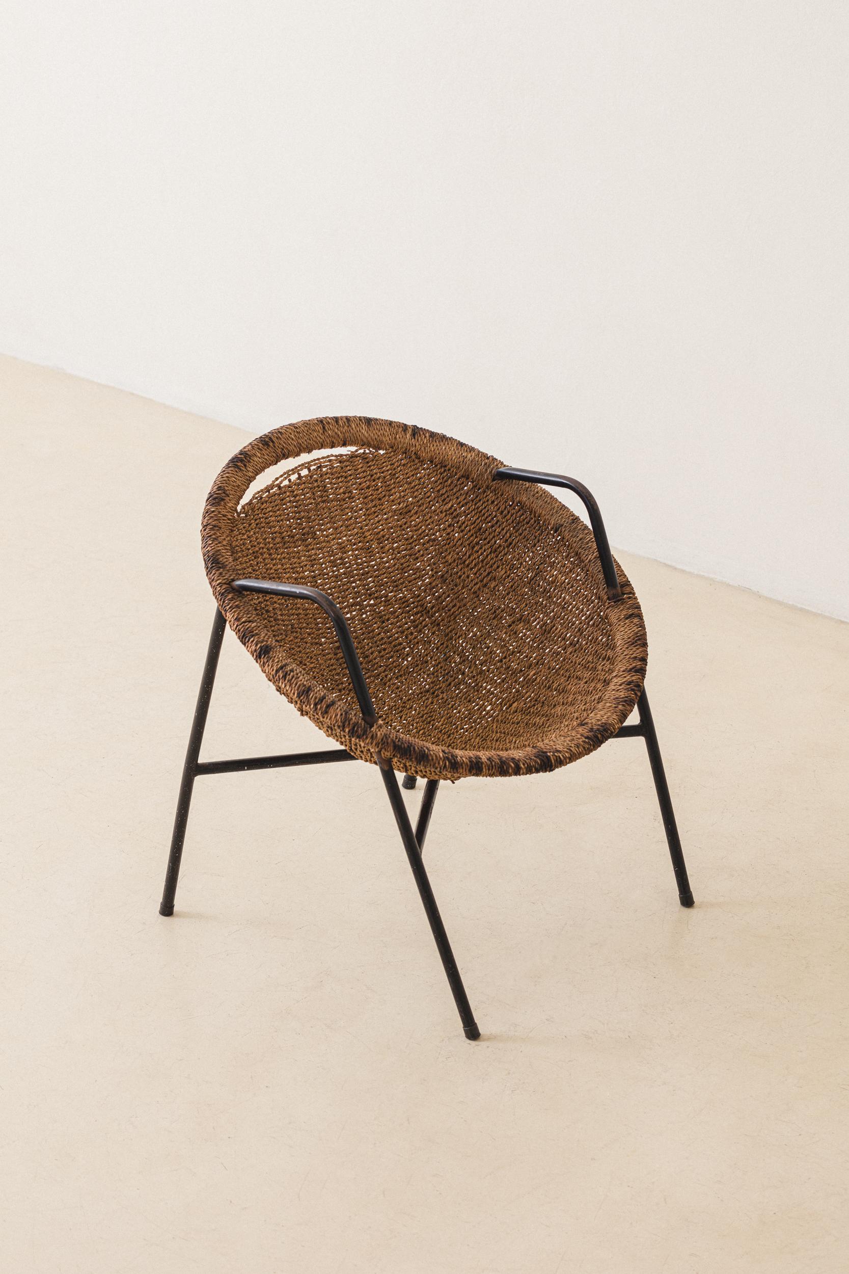 Paire de fauteuils, jute et fer, Unknown en vente 1
