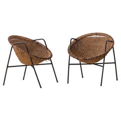 Paire de fauteuils, jute et fer, Unknown