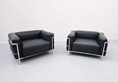 Pair of Armchairs LC3, Le Grand Confort, Le Corbusier for Cassina