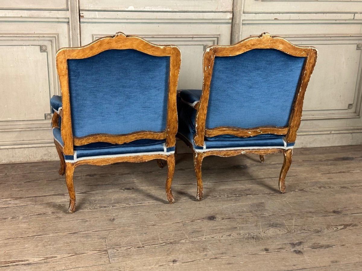 Paar Sessel Louis XV.-Sessel, 18. Jahrhundert, Paar (Samt) im Angebot