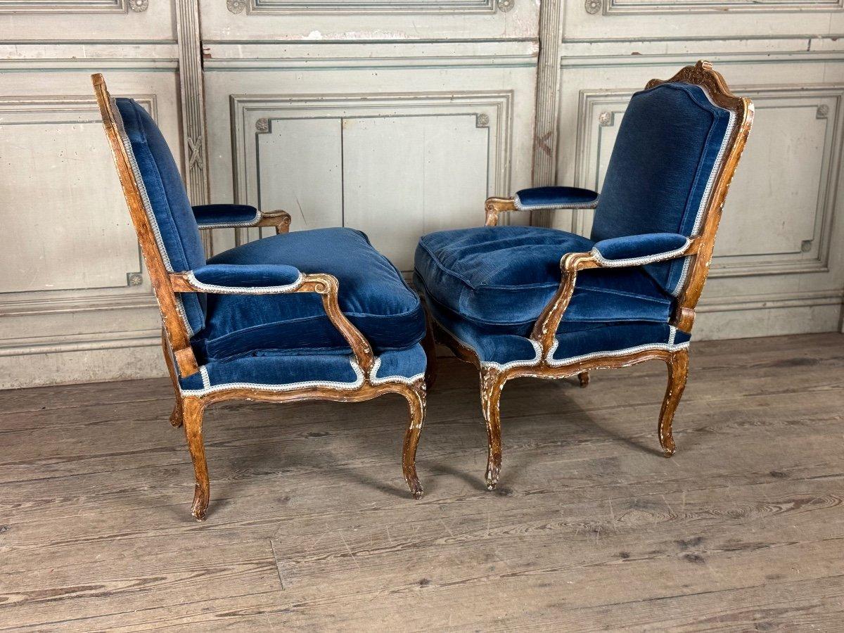 Pair Of Armchairs Louis XV, 18th Century For Sale 1