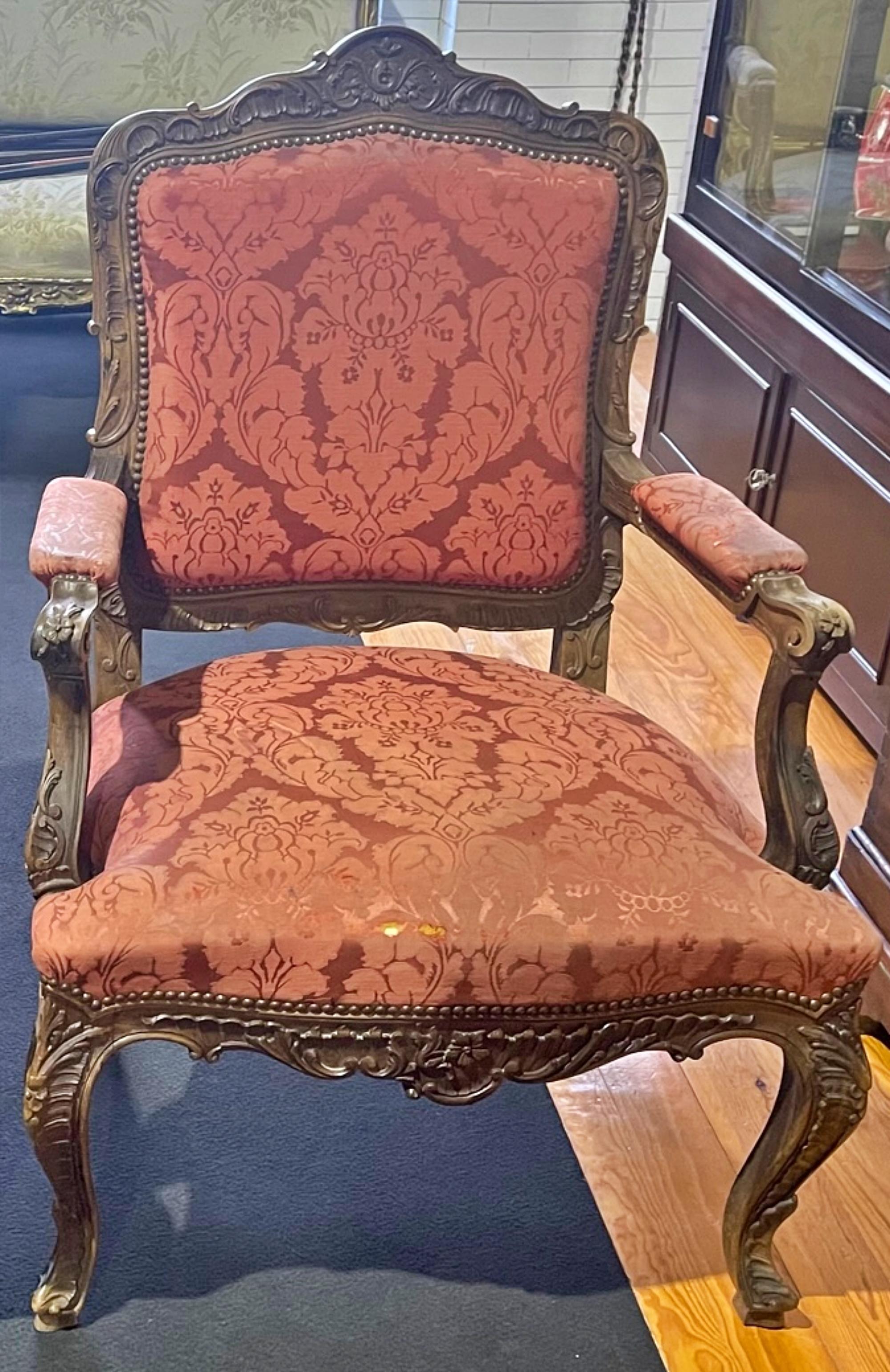 Portuguese PAIR OF ARMCHAIRS LOUIS XV STYLE 19th Centuty For Sale