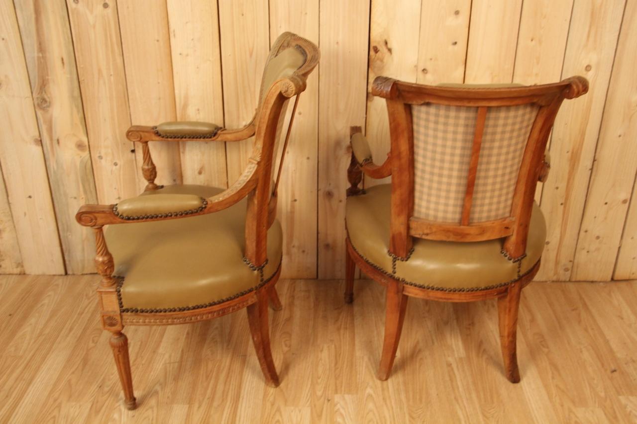 French Pair Of Armchairs Louis XVI Directoire Eighteenth For Sale