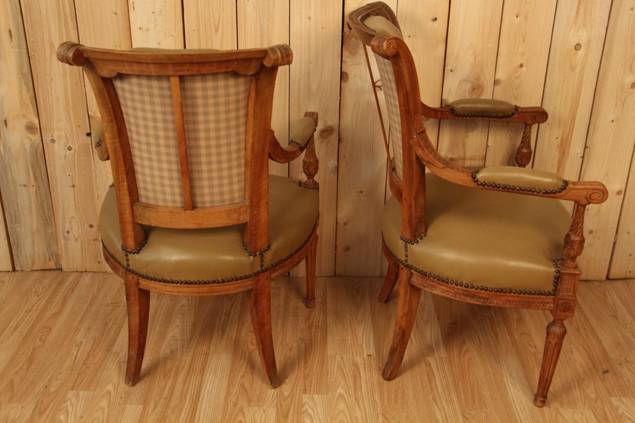 Pair Of Armchairs Louis XVI Directoire Eighteenth In Good Condition For Sale In charmes, FR