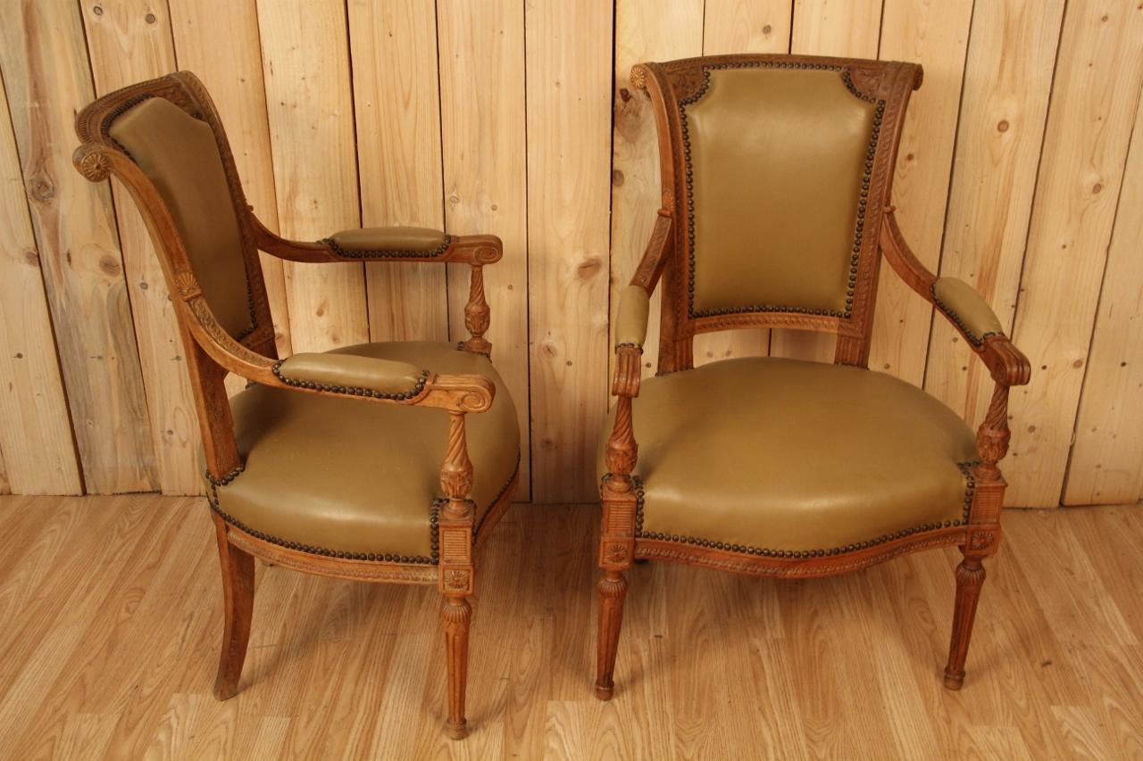 18th Century Pair Of Armchairs Louis XVI Directoire Eighteenth For Sale