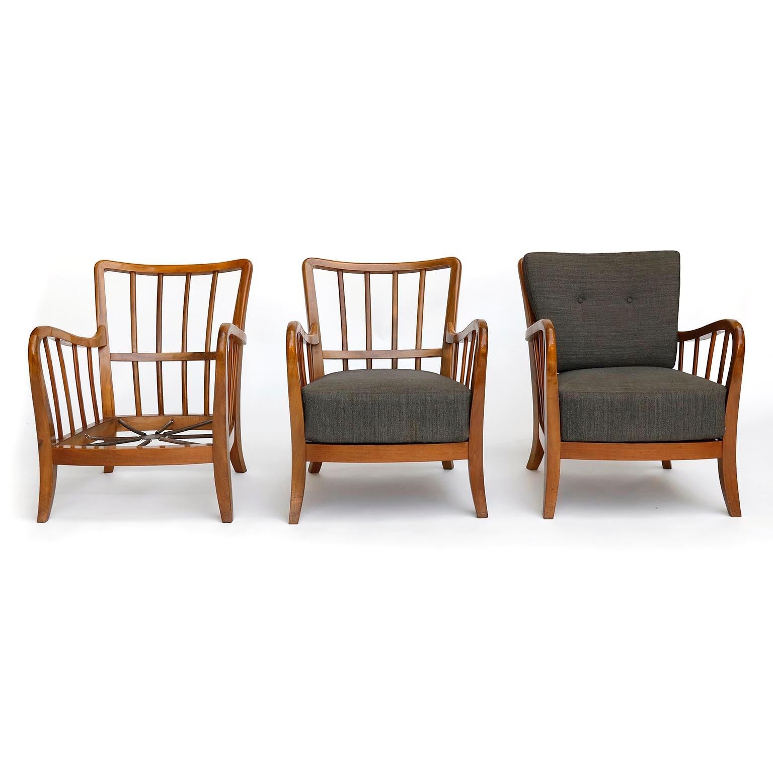 Pair of Armchairs Lounge Chairs Wood, Attributed to Josef Frank, Thonet, 1940 7