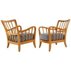 Pair of Armchairs Lounge Chairs Wood, Attributed to Josef Frank, Thonet, 1940