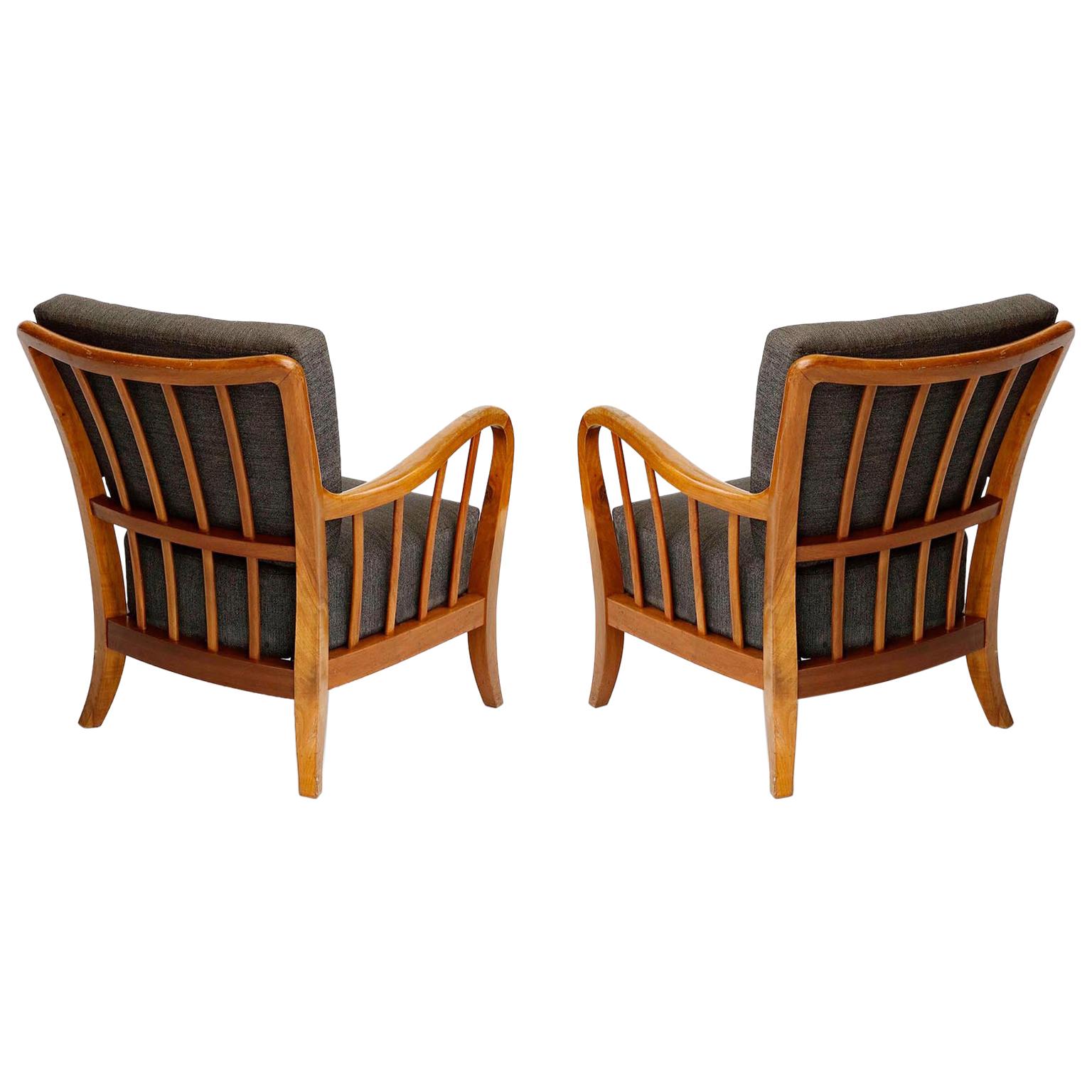 Pair of Armchairs Lounge Chairs Wood, Attributed to Josef Frank, Thonet, 1940