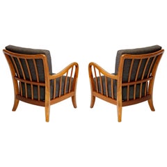 Pair of Armchairs Lounge Chairs Wood, Attributed to Josef Frank, Thonet, 1940 Pair of Armchairs Lounge Chairs Wood, Attributed to Josef Frank, Thonet, 1940