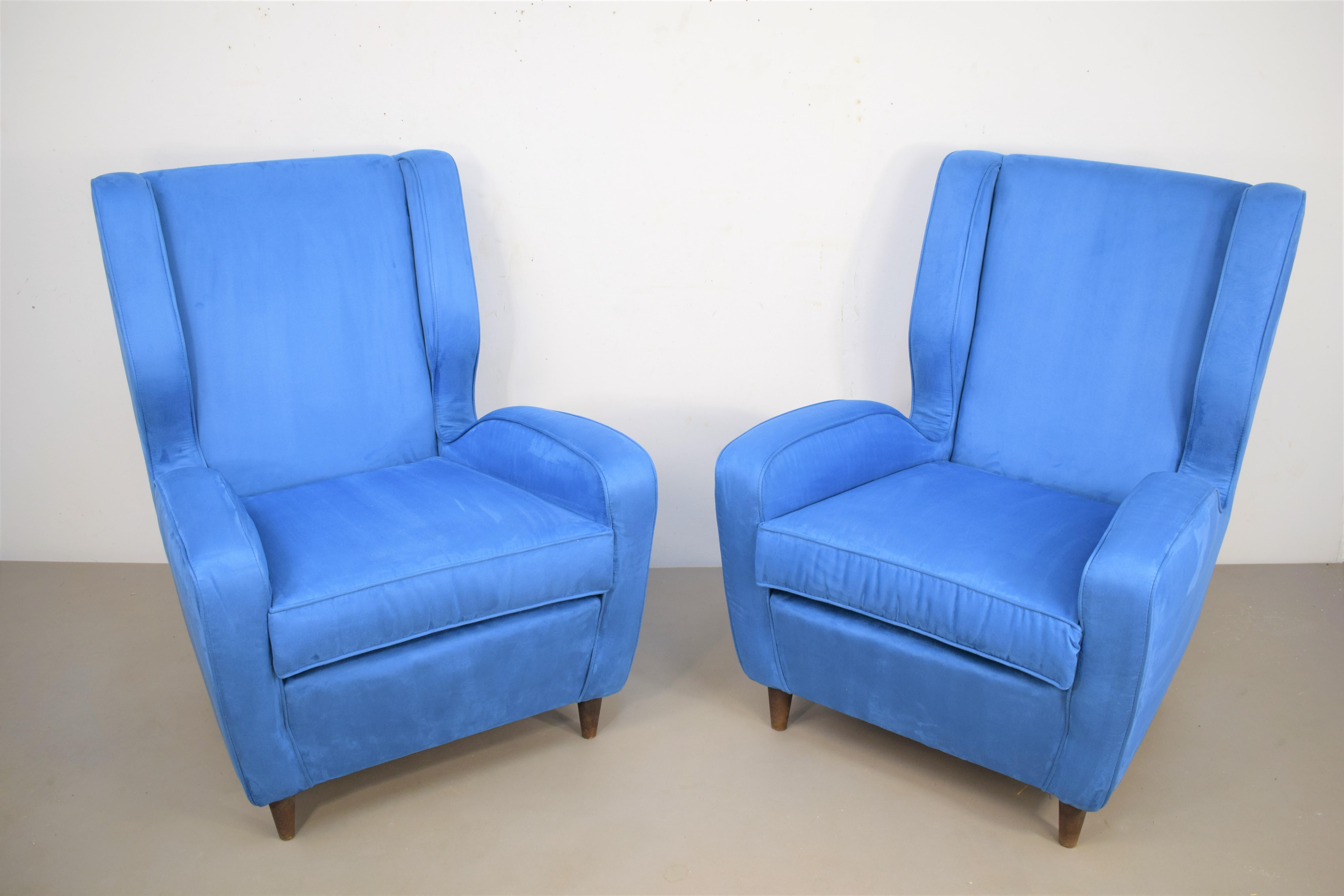 Mid-Century Modern Pair of Armchairs, Melchiorre Bega Style, 1950s For Sale