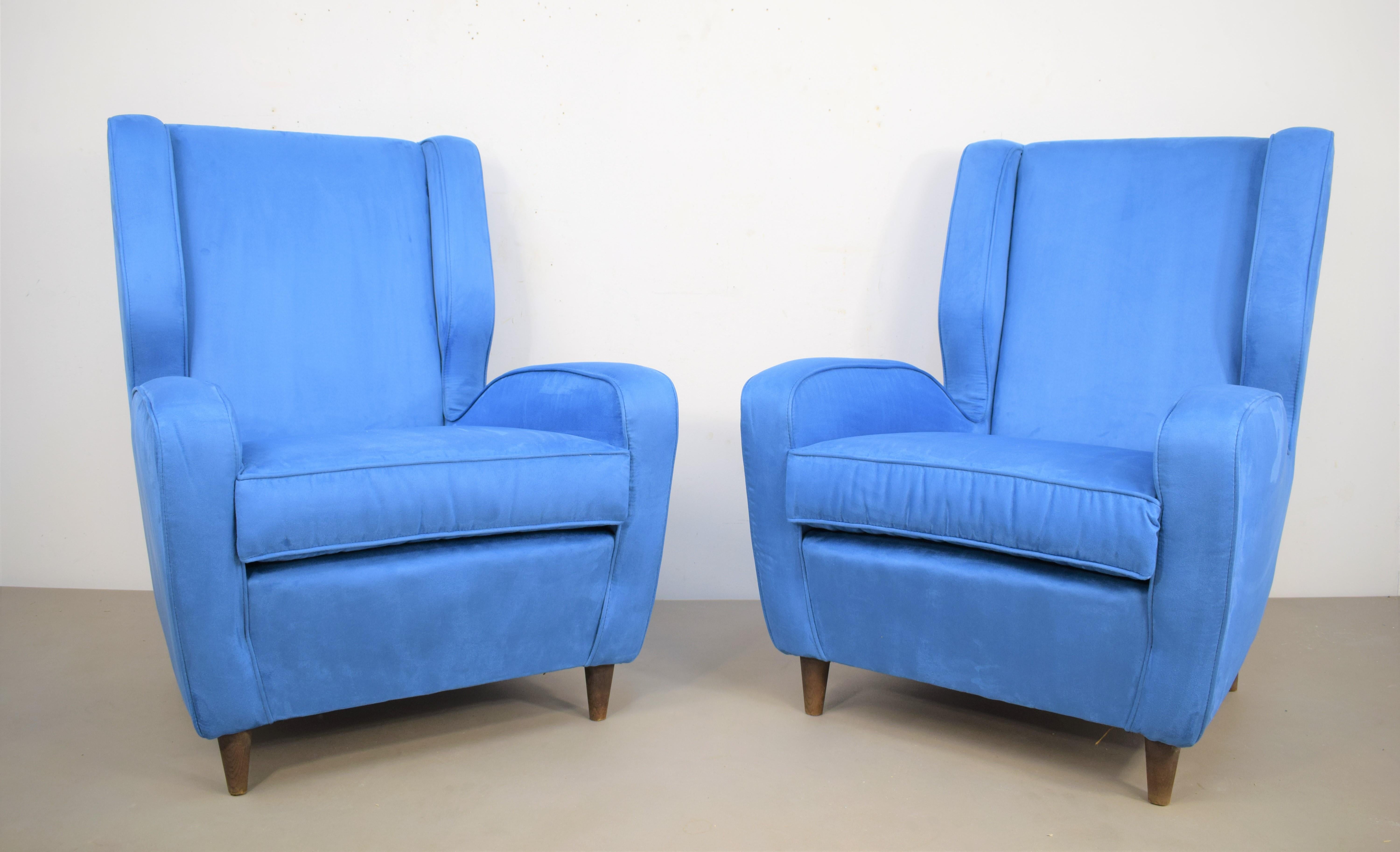 Italian Pair of Armchairs, Melchiorre Bega Style, 1950s For Sale
