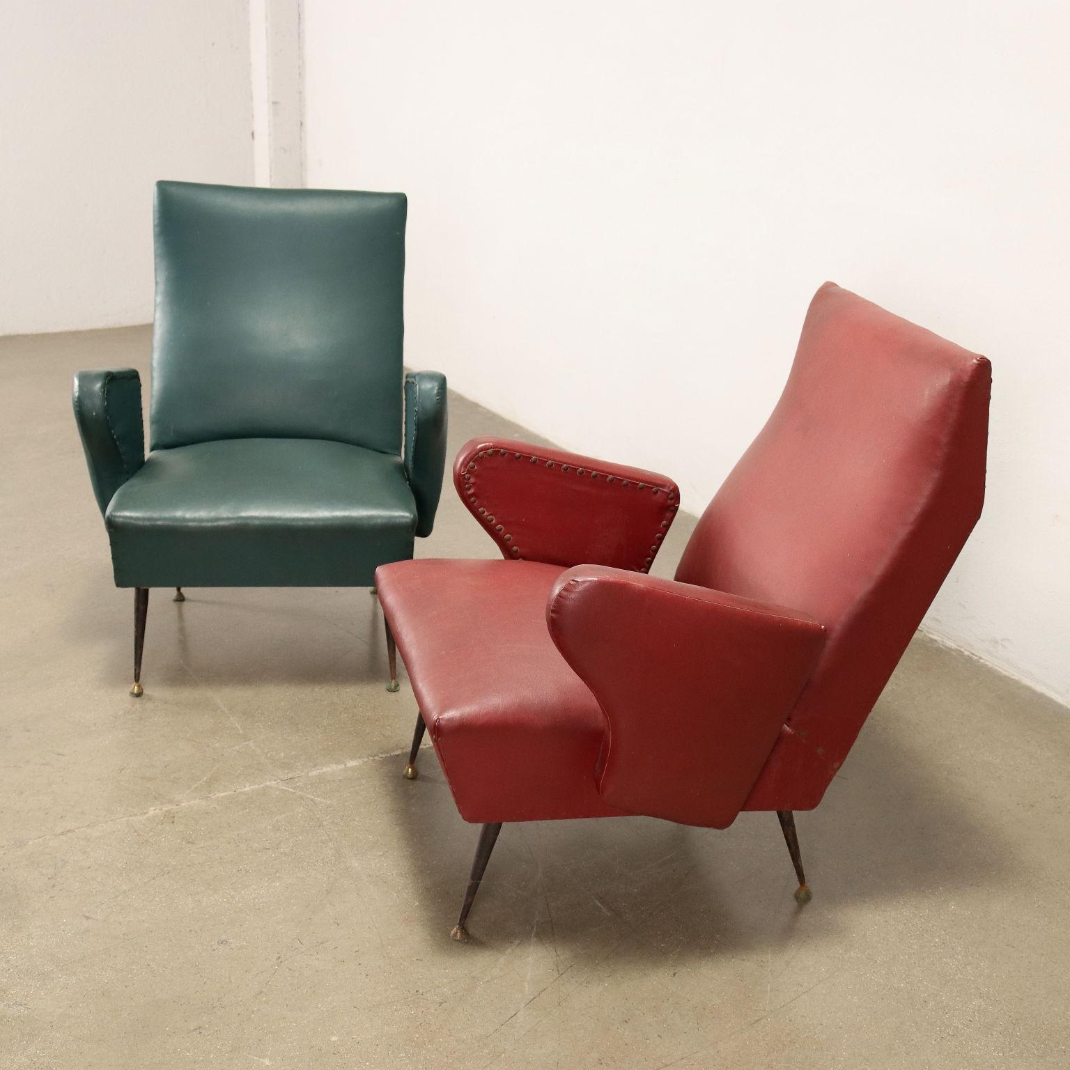 Mid-Century Modern Pair of Armchairs Metal Italy, 1950s-1960s For Sale