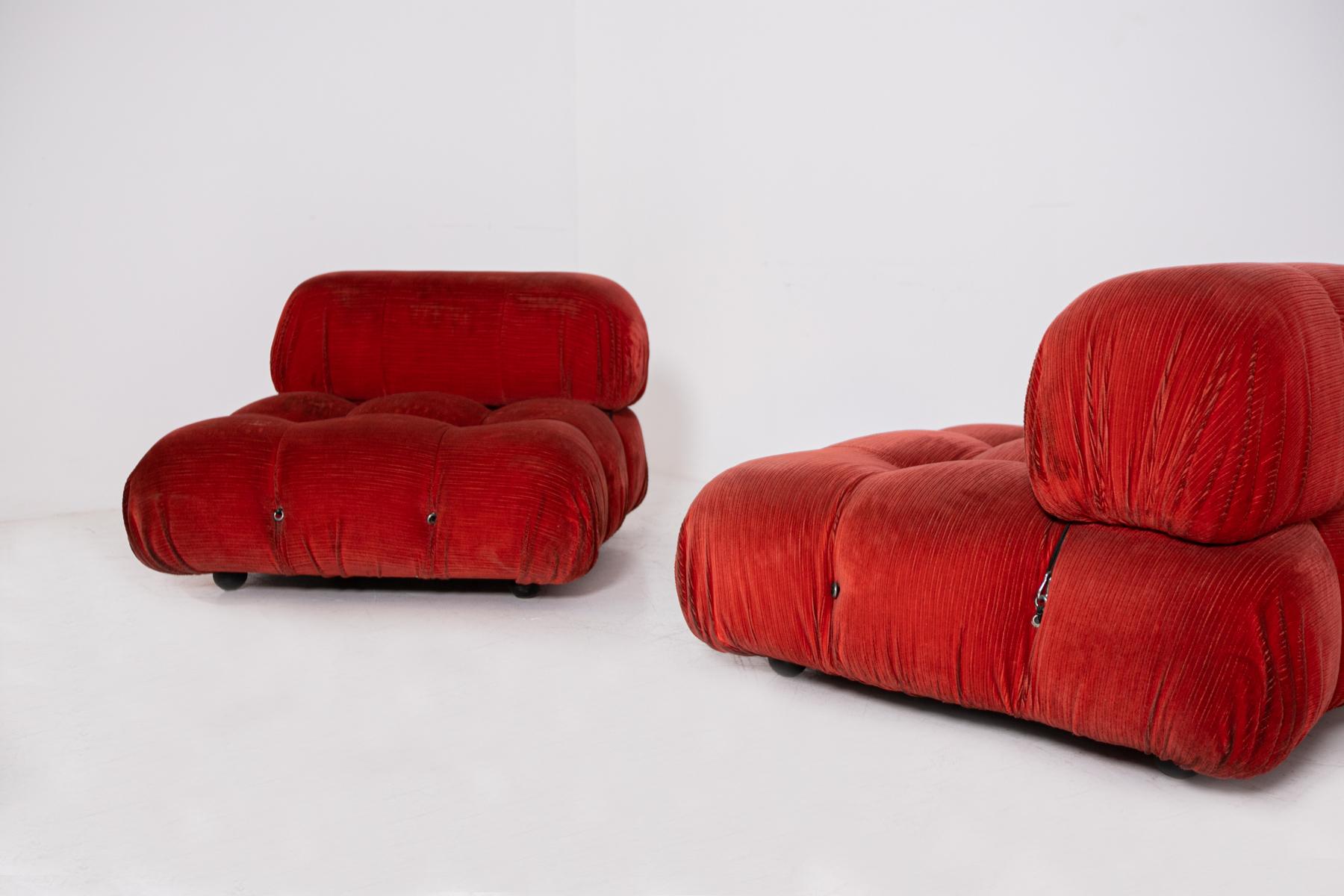 Mid-Century Modern Pair of Armchairs Mod. Camaleonda by Mario Bellini for B&B Italia