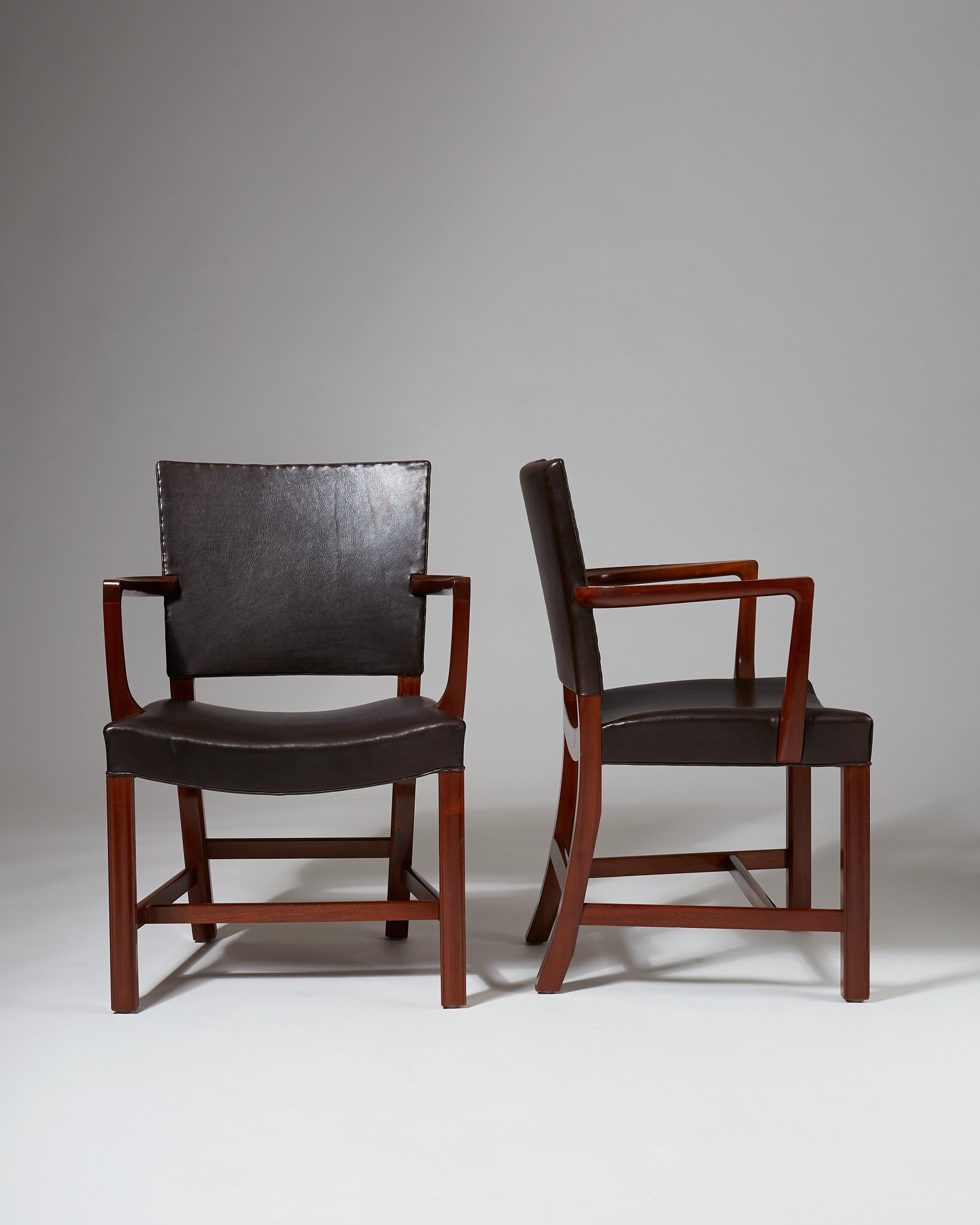 Danish Pair of Armchairs Model 3758 a Designed by Kaare Klint for Rud. Rasmussen For Sale